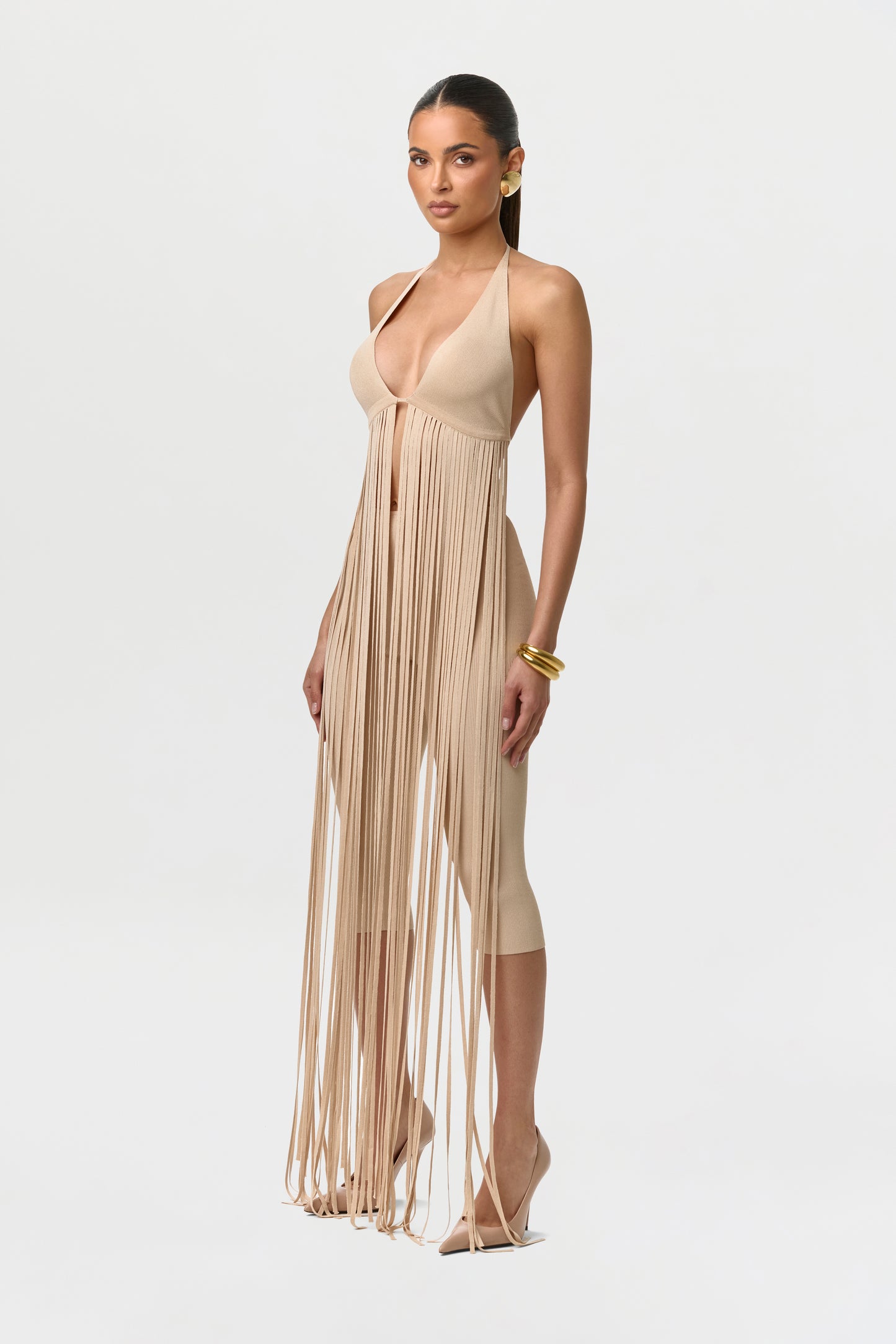 Knit Fringe Bra Halter Top