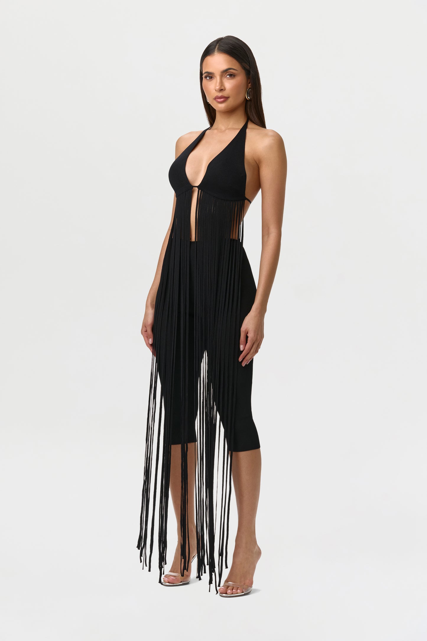 Knit Fringe Bra Halter Top