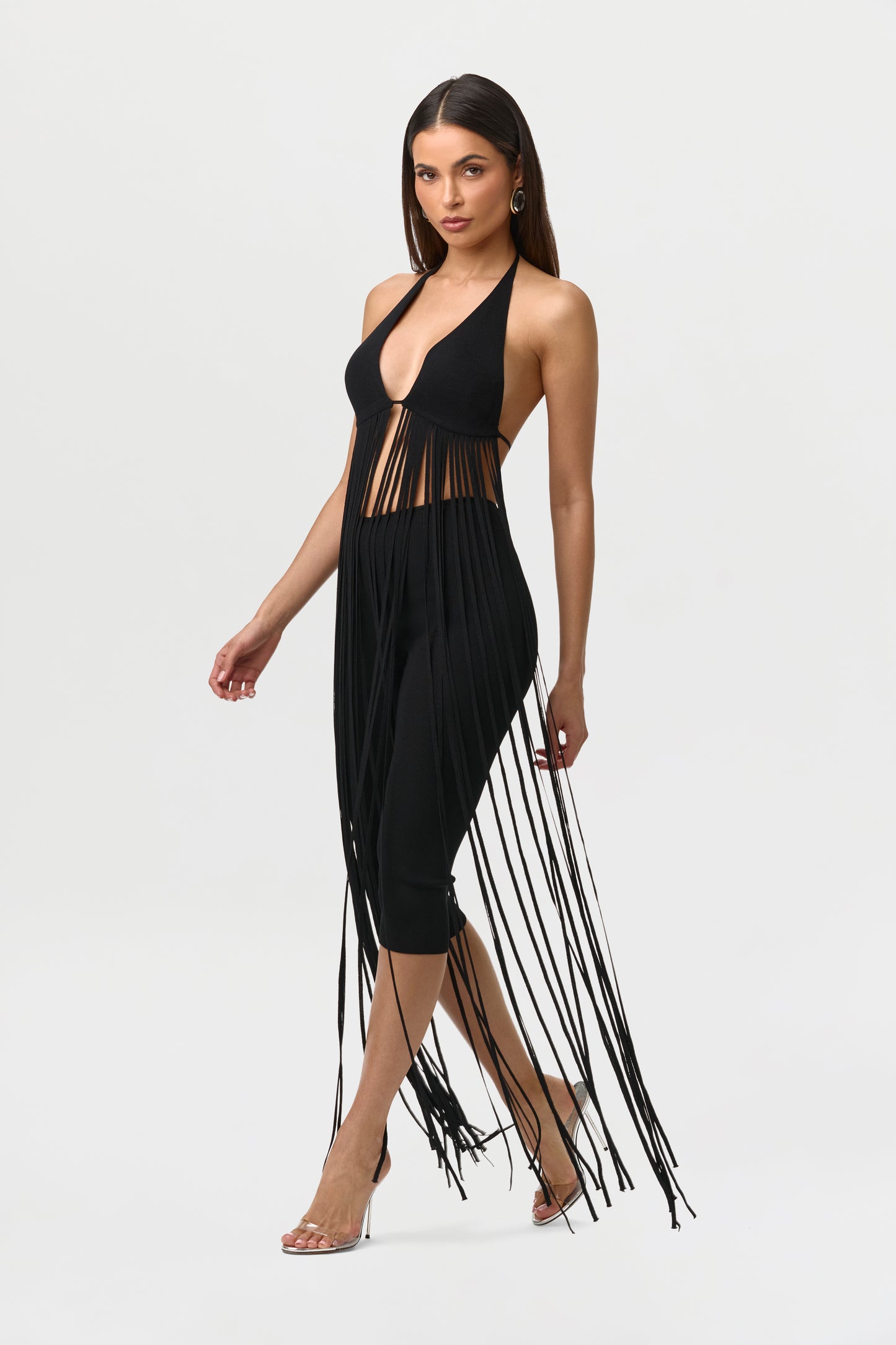 Knit Fringe Bra Halter Top