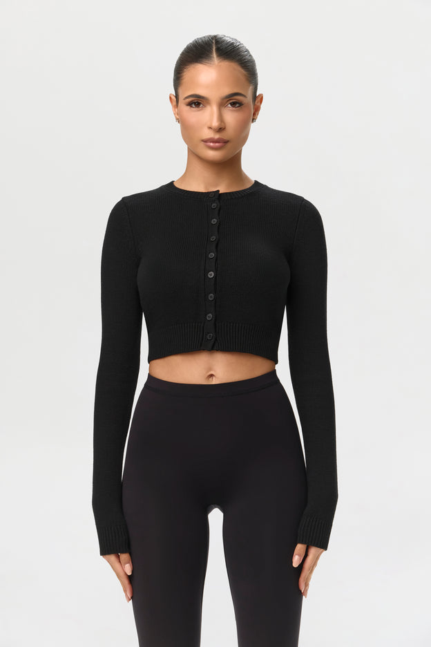 Knit Cropped Cardigan Top
