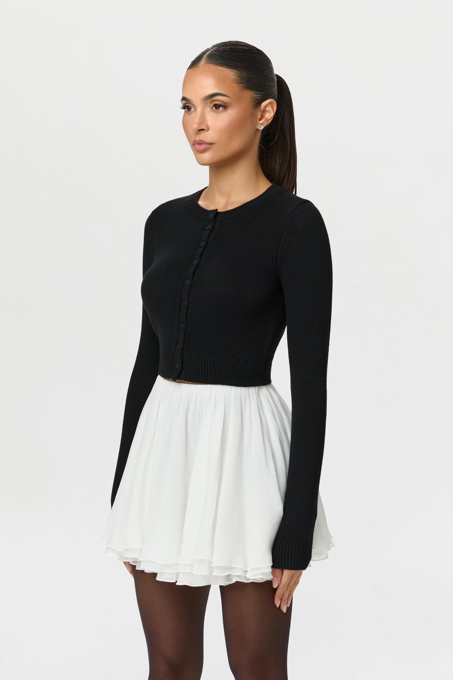 Knit Cropped Cardigan Top