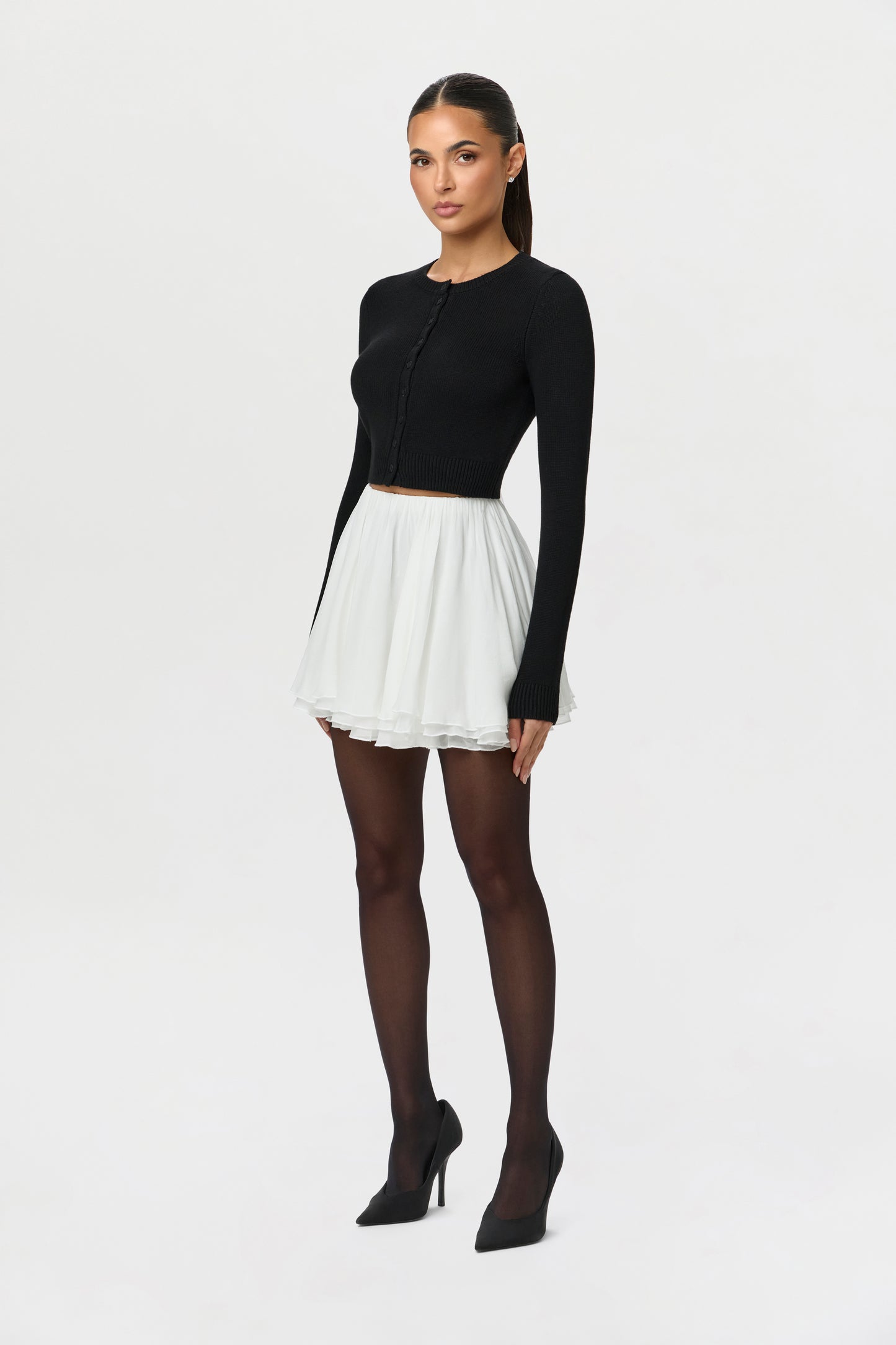 Chiffon Flare Mini Skirt