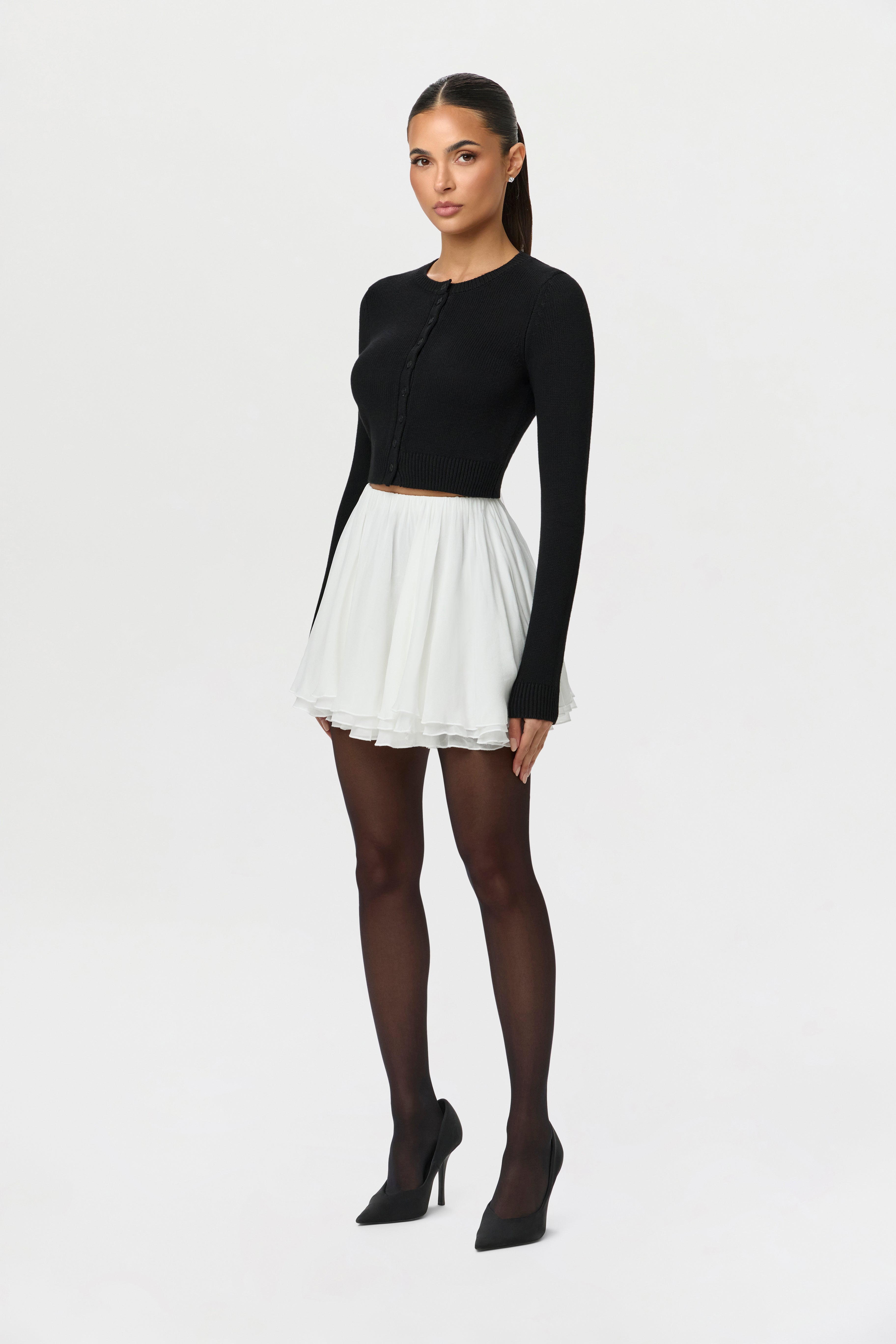 Chiffon Flare Mini Skirt