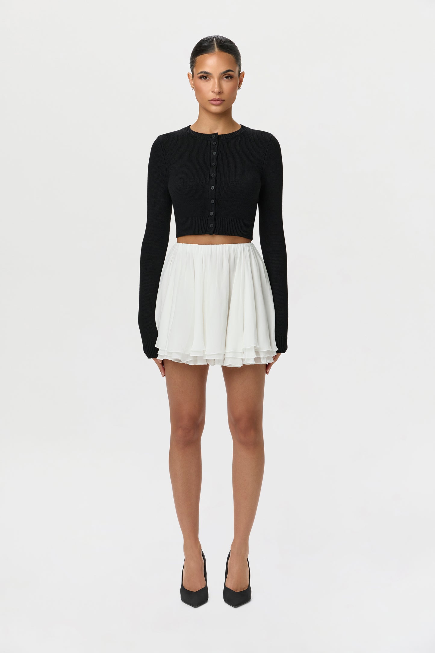 Chiffon Flare Mini Skirt