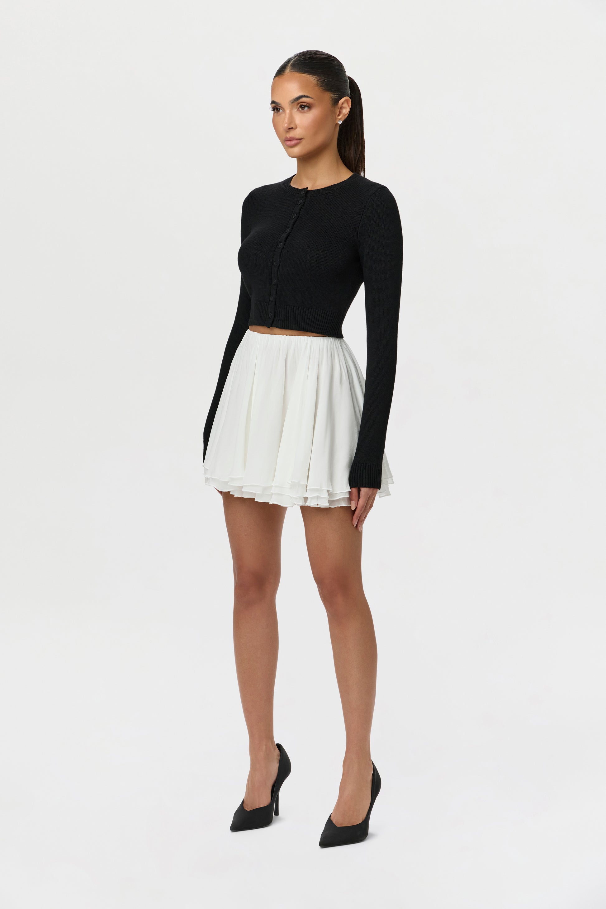 Chiffon Flare Mini Skirt