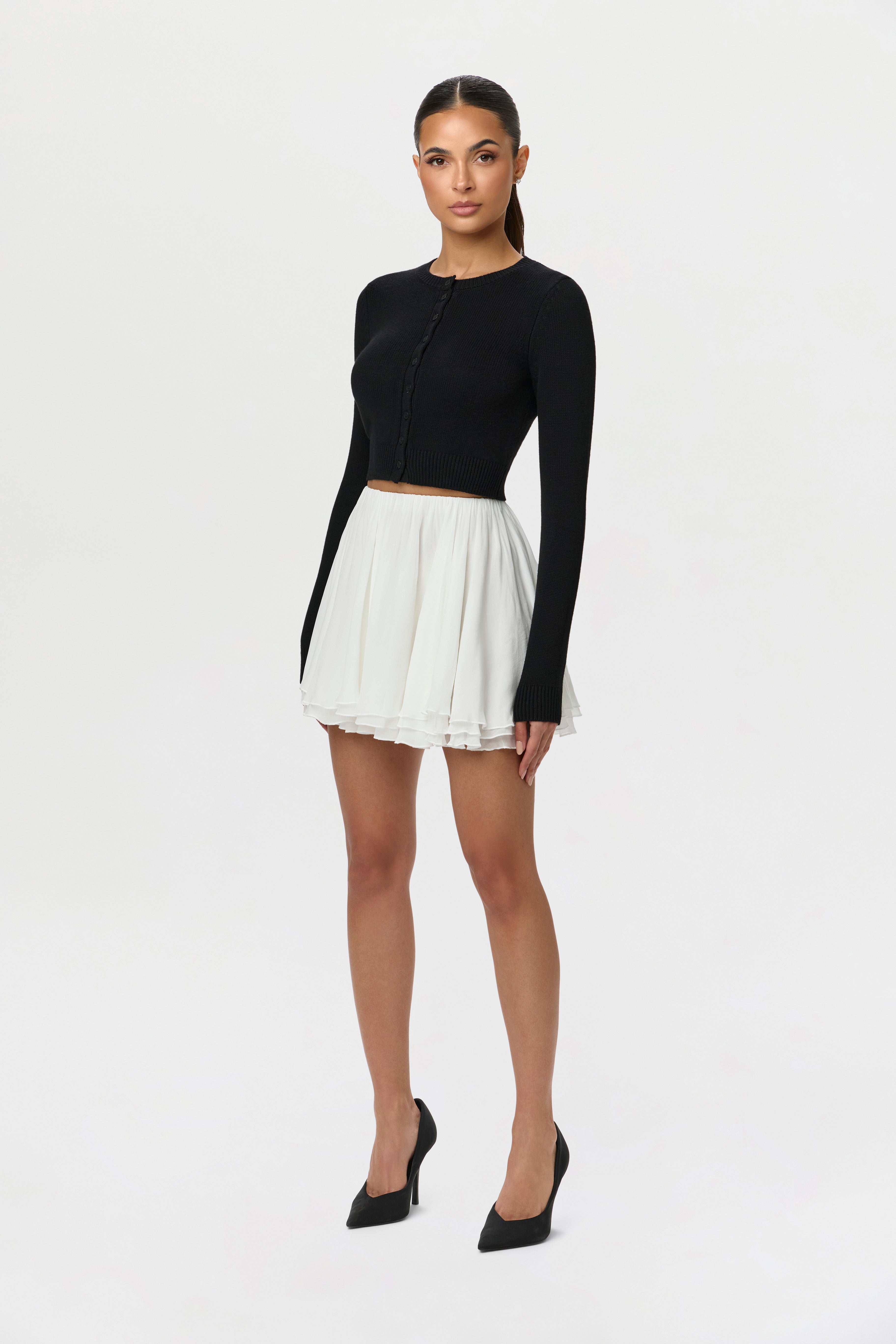 Chiffon Flare Mini Skirt