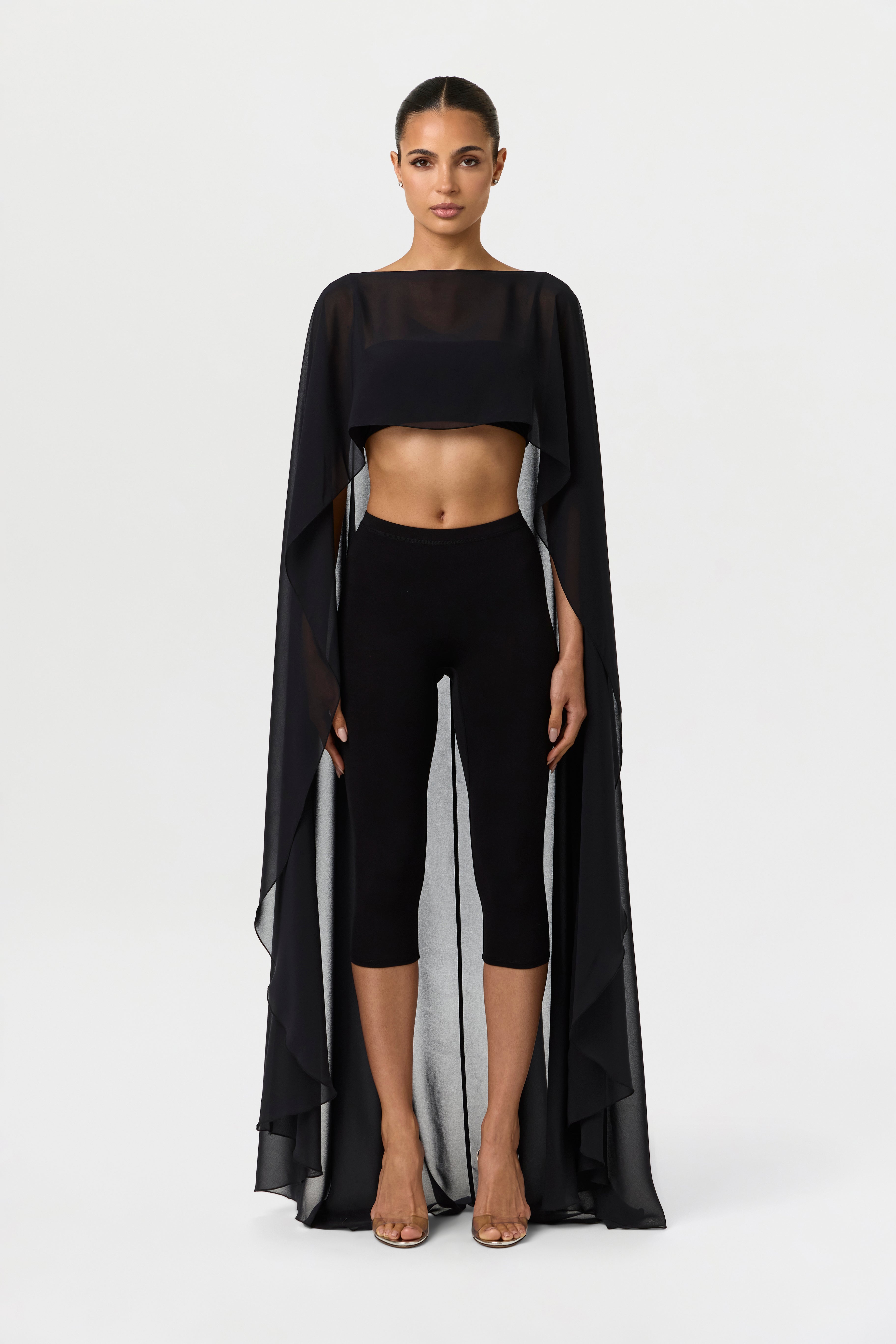 Chiffon Cape Crop Top