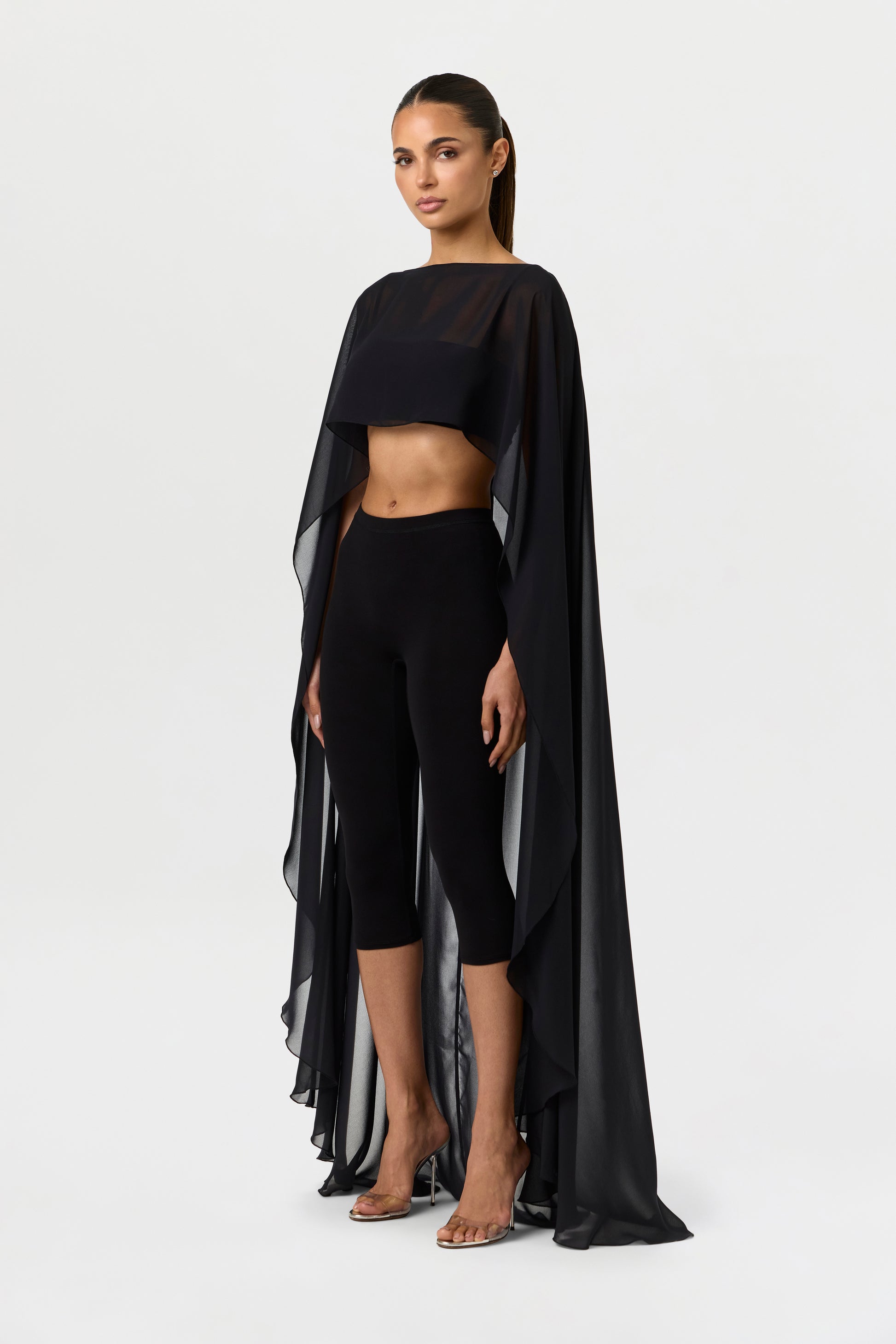 Chiffon Cape Crop Top