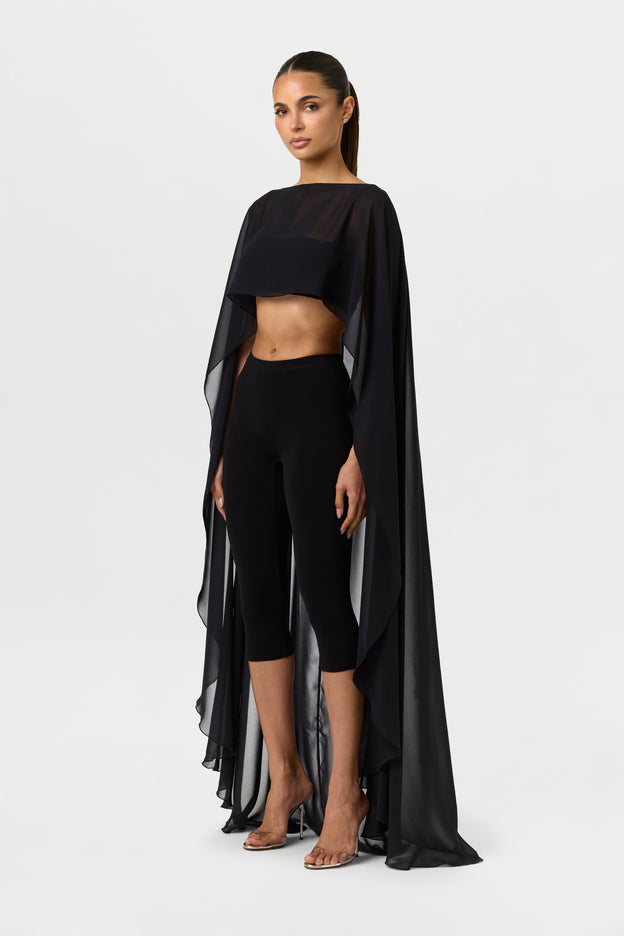 Chiffon Cape Crop Top