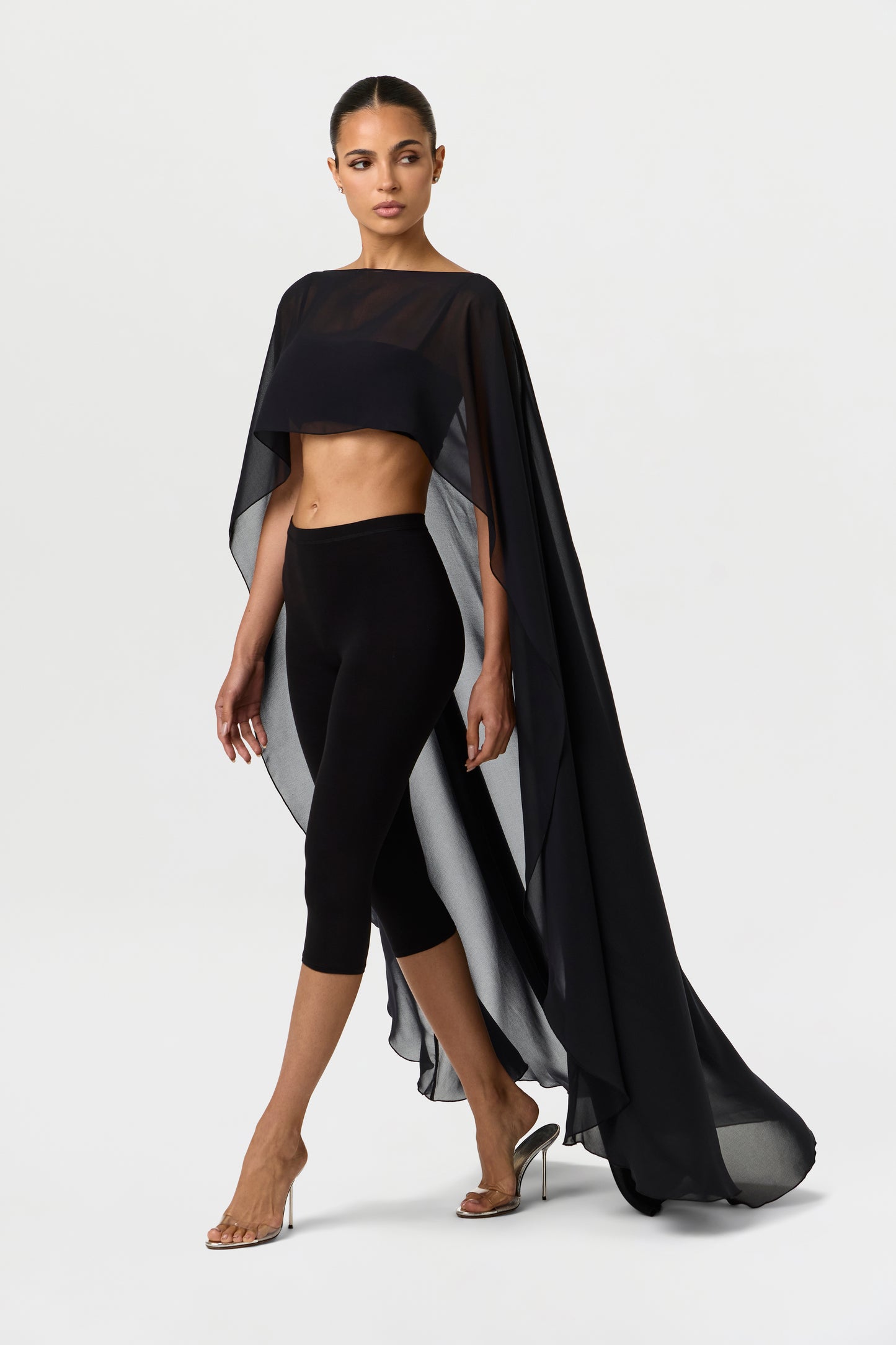 Chiffon Cape Crop Top