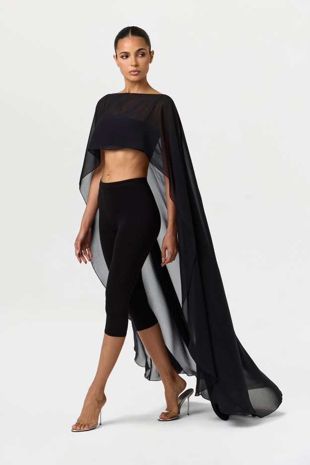 Chiffon Cape Crop Top