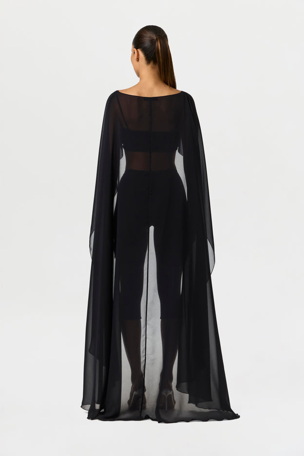 Chiffon Cape Crop Top