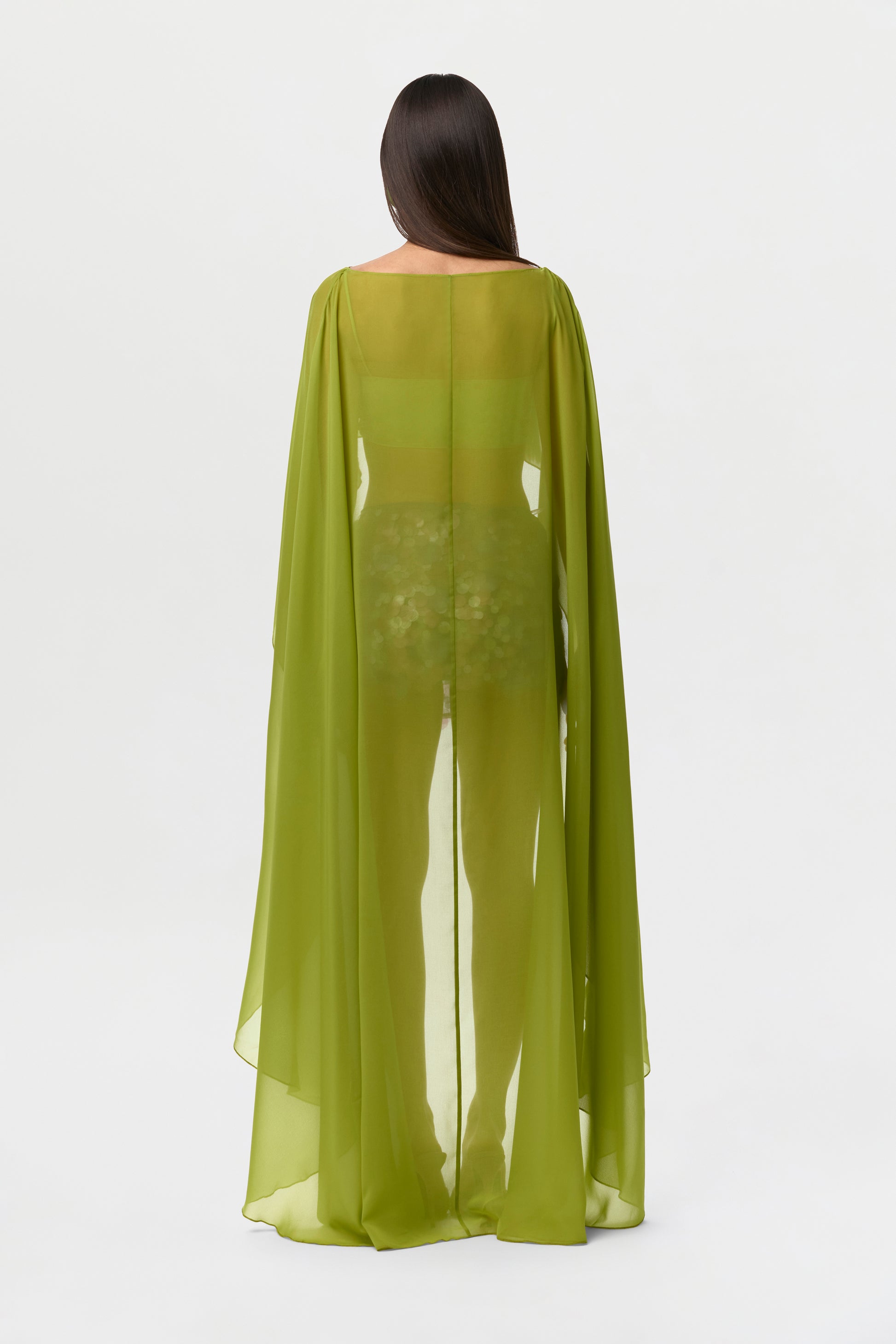Citron Chiffon Cape Crop Top