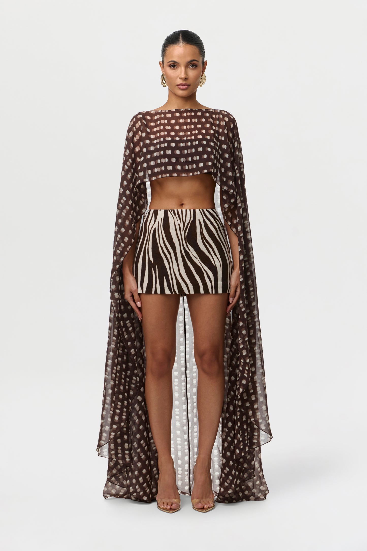 Linen Print Mini Skirt