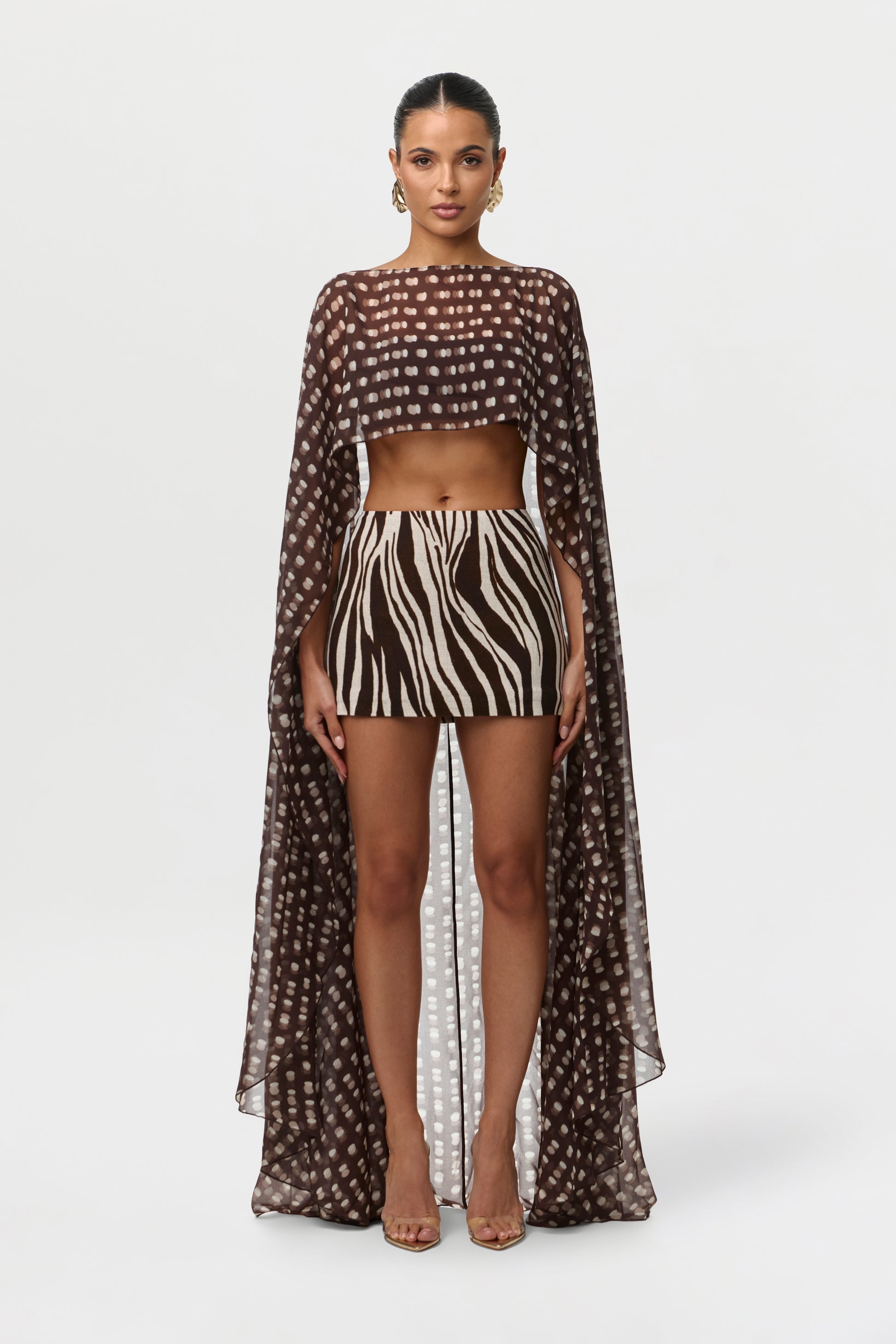 Linen Print Mini Skirt