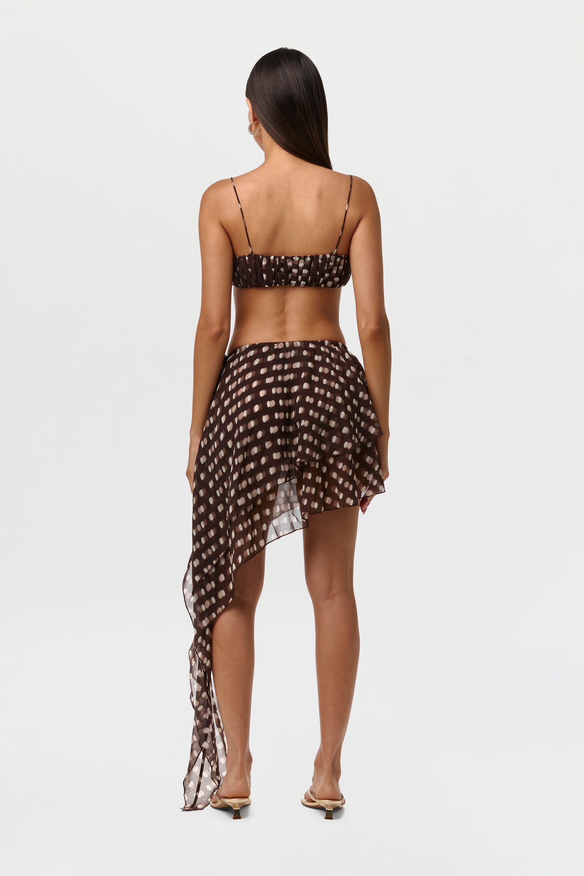 Polka Dot Illusion Chiffon Print Mini Skirt