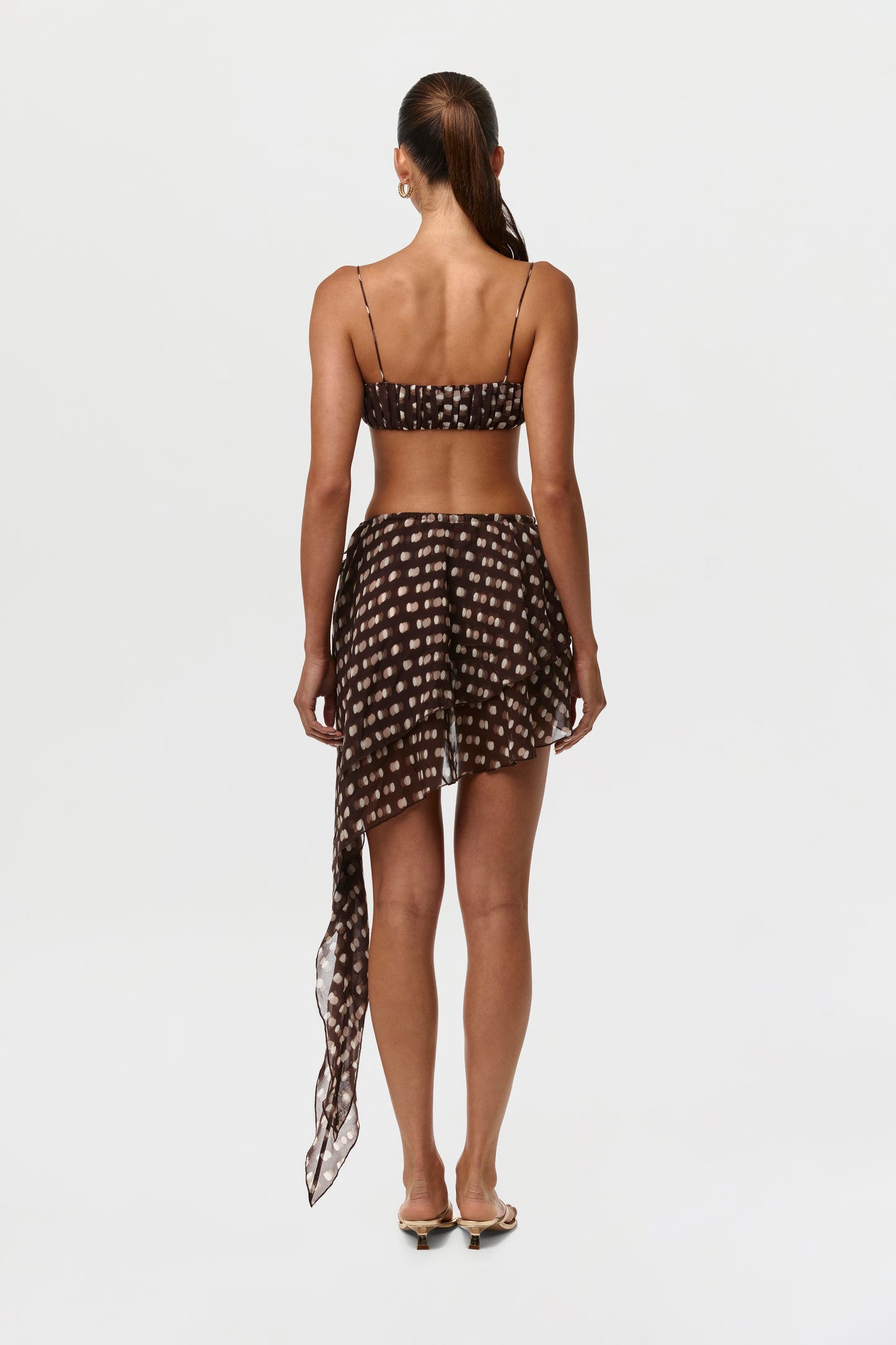 Polka Dot Illusion Chiffon Print Mini Skirt