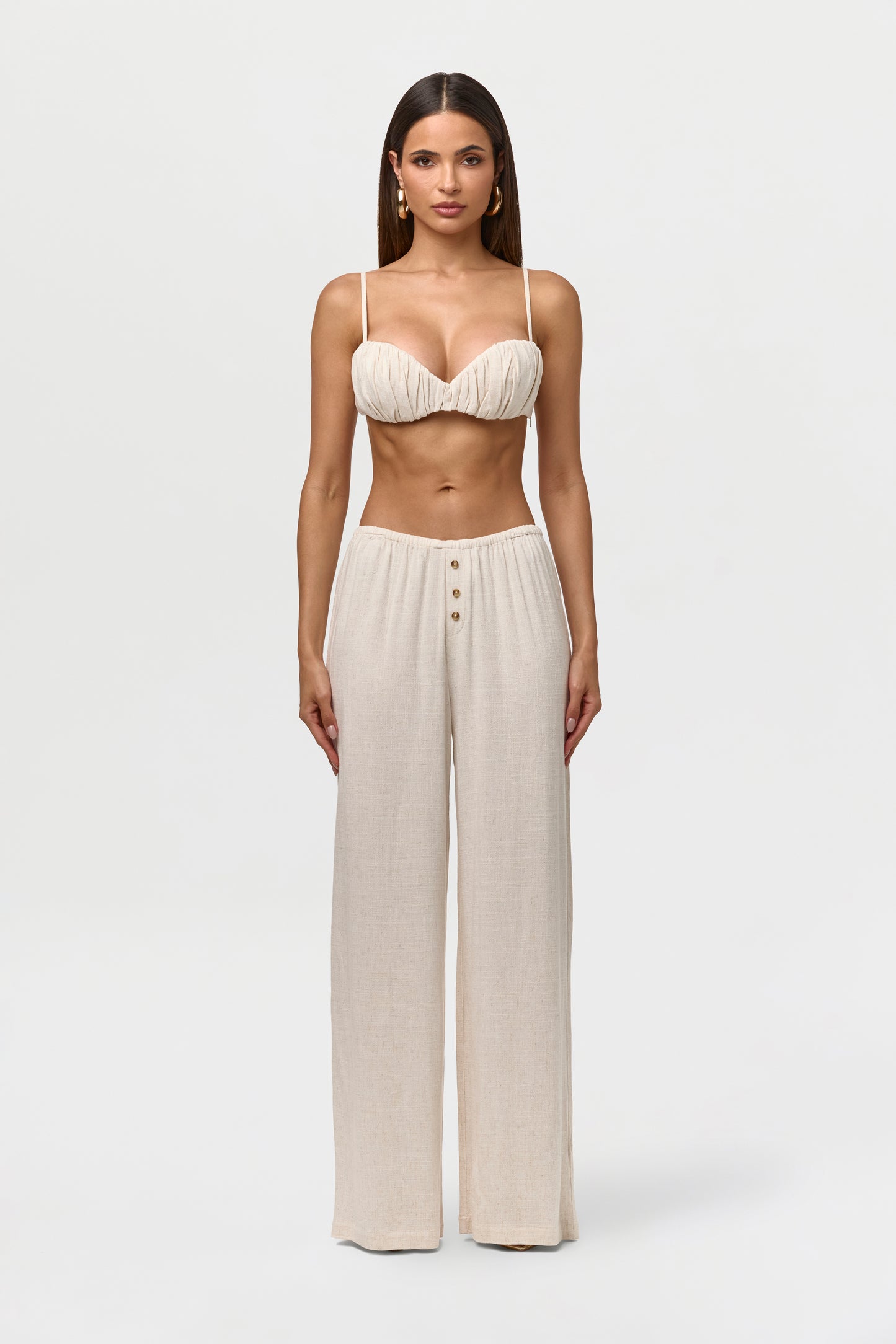 Linen Shirred Bra Top