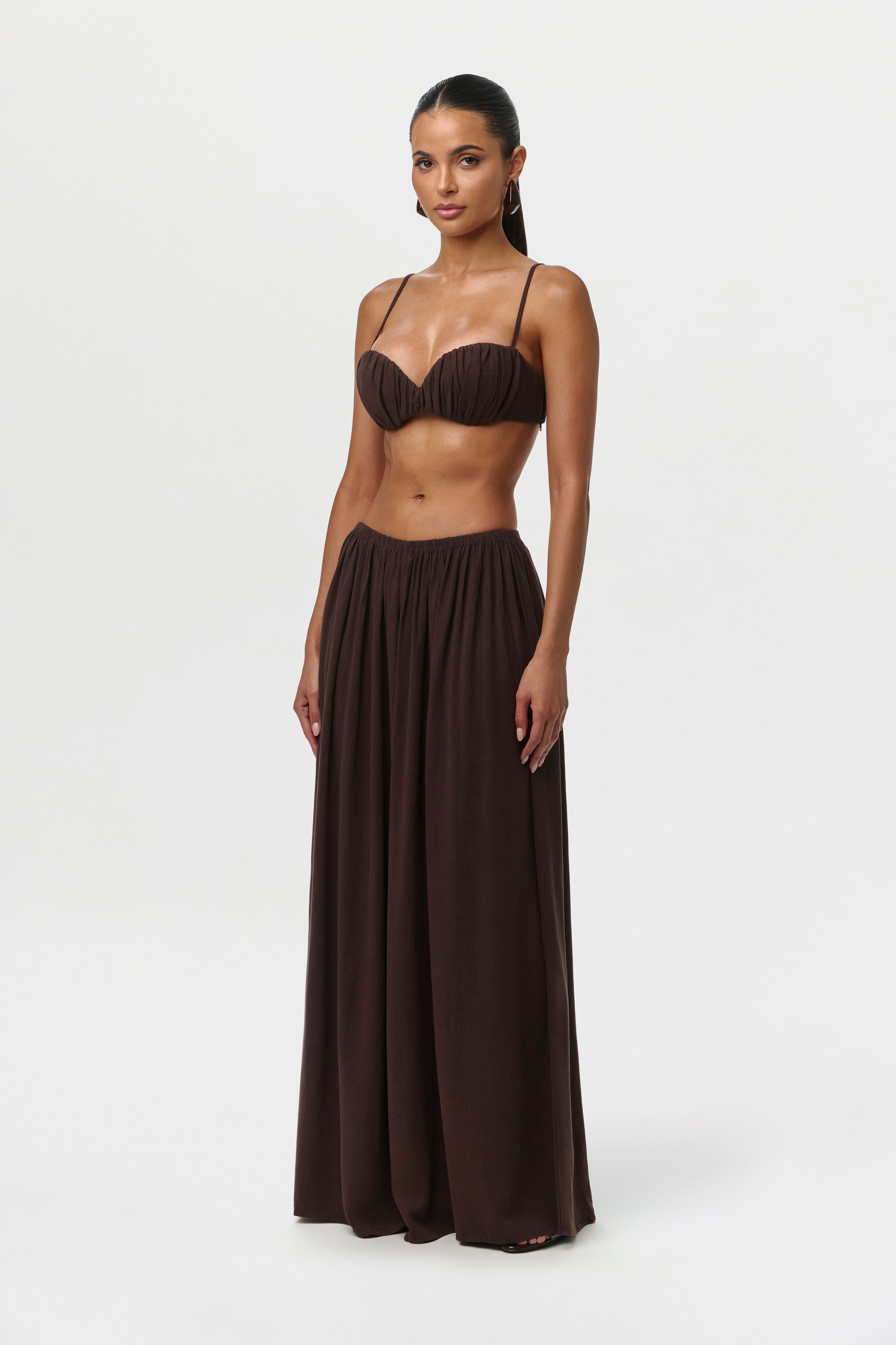 Linen Pleated Wide Leg Pants