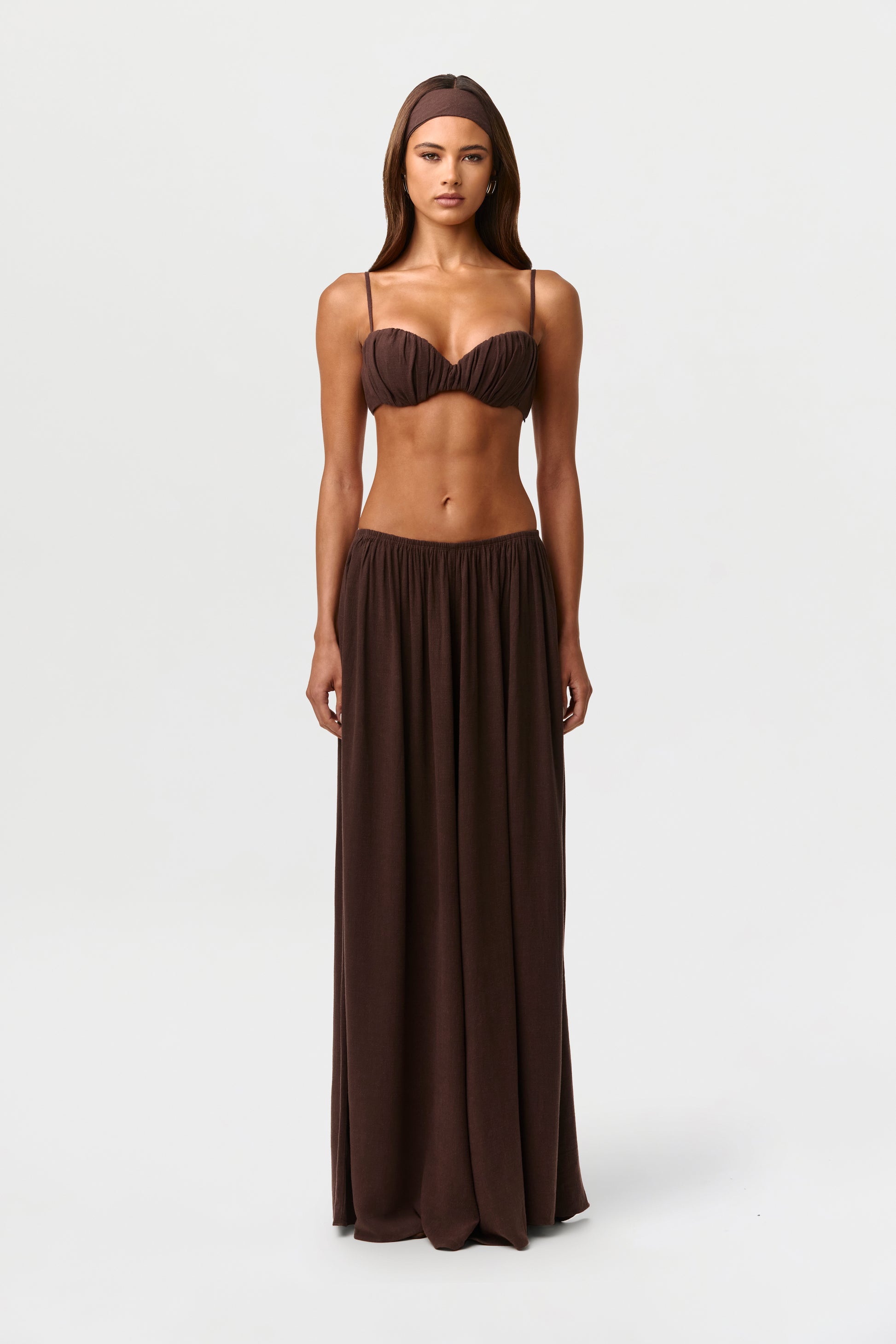 Linen Shirred Bra Top