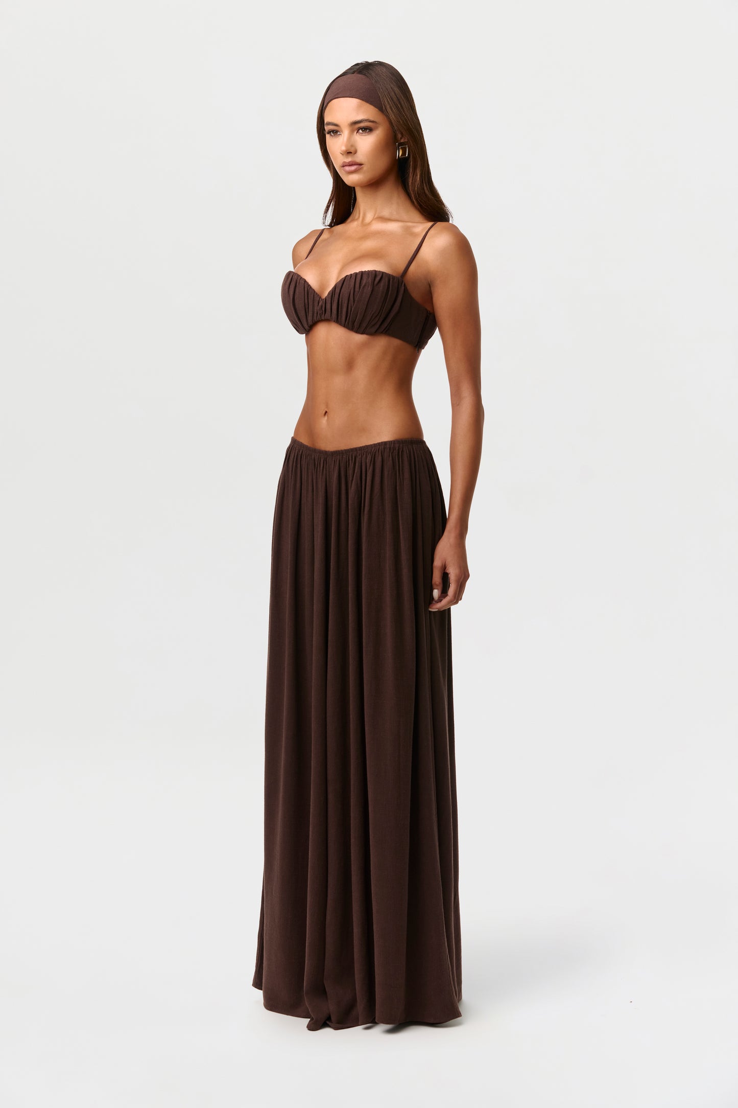 Linen Shirred Bra Top