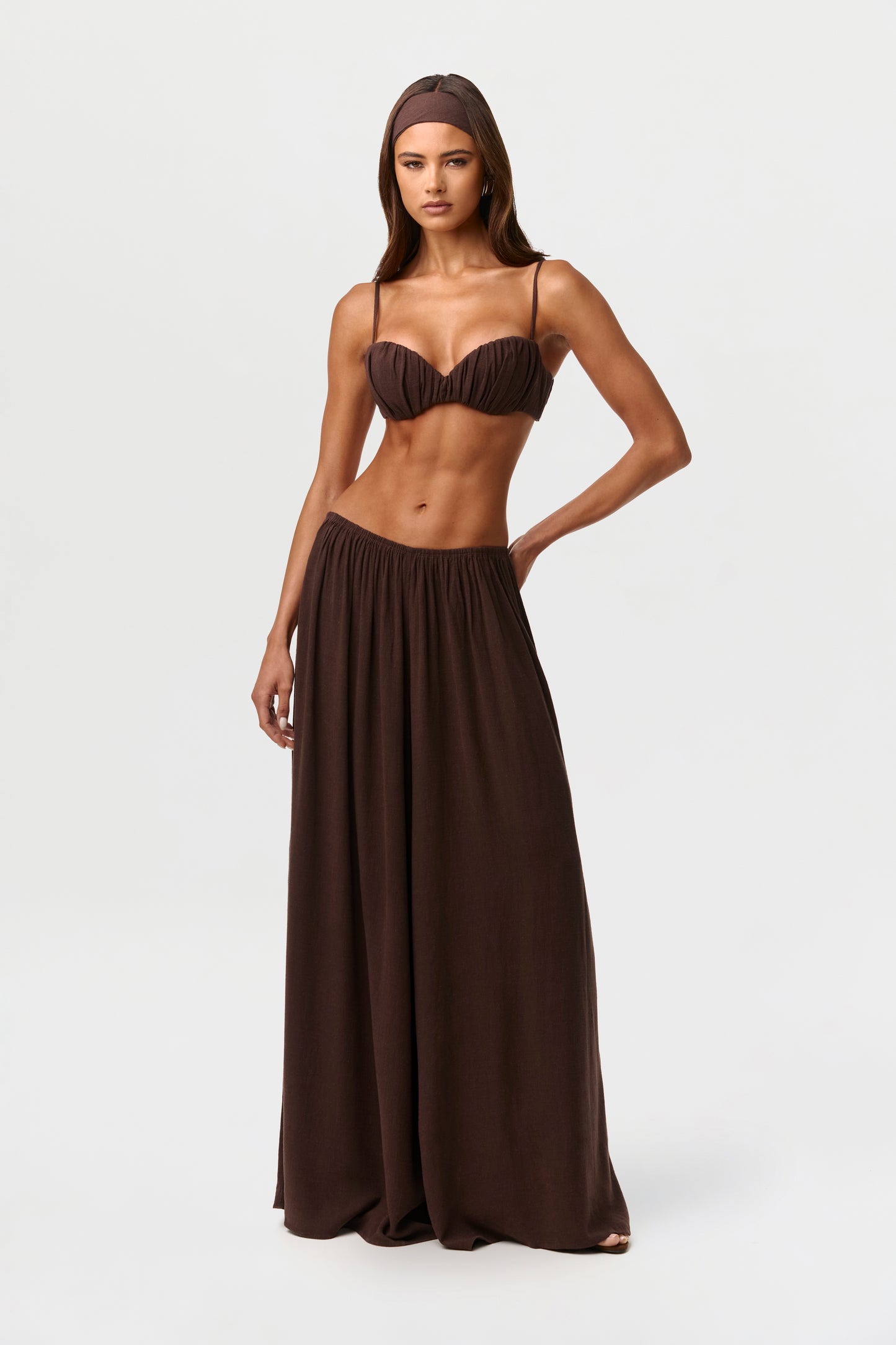 Linen Shirred Bra Top