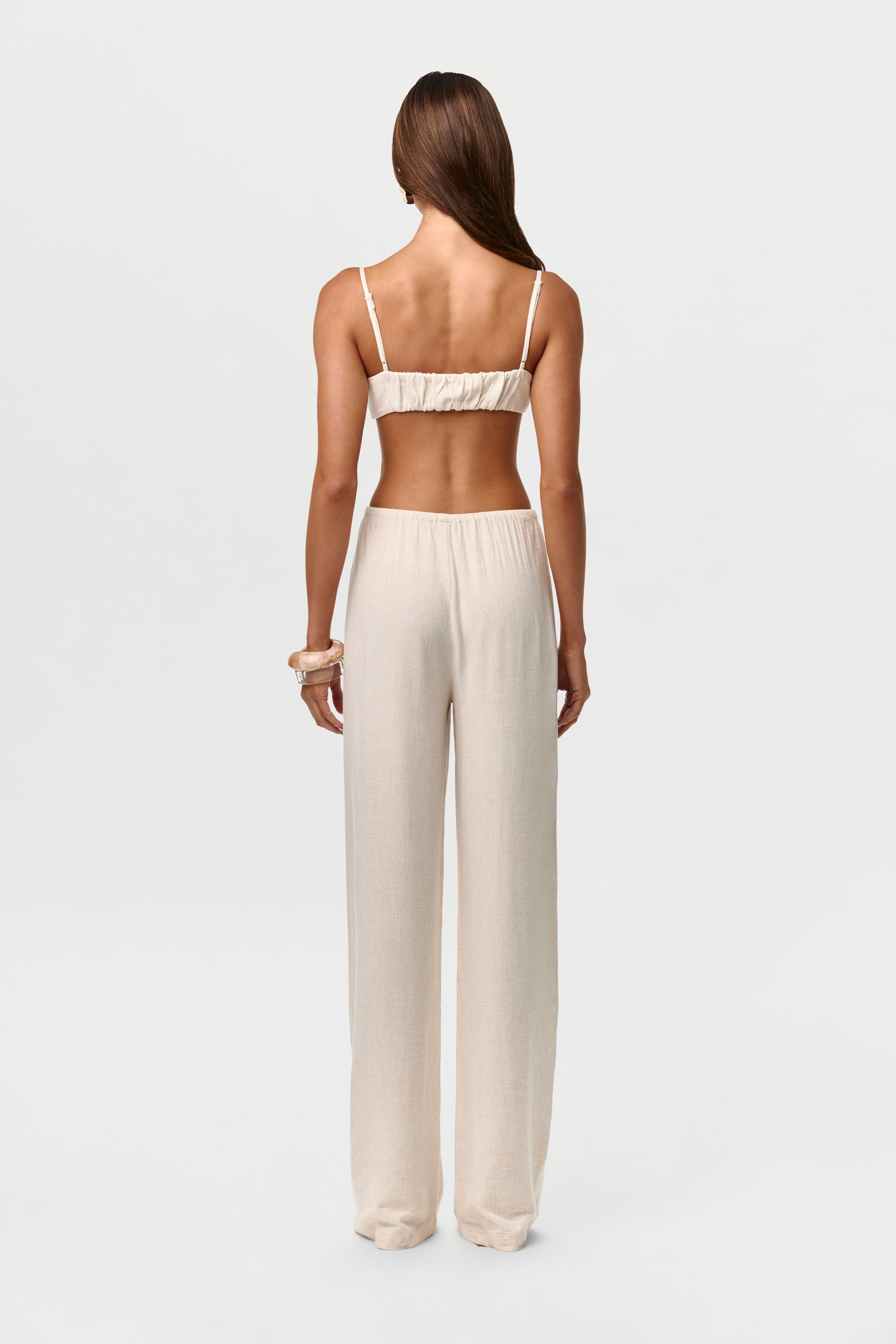 Linen Shirred Bra Top