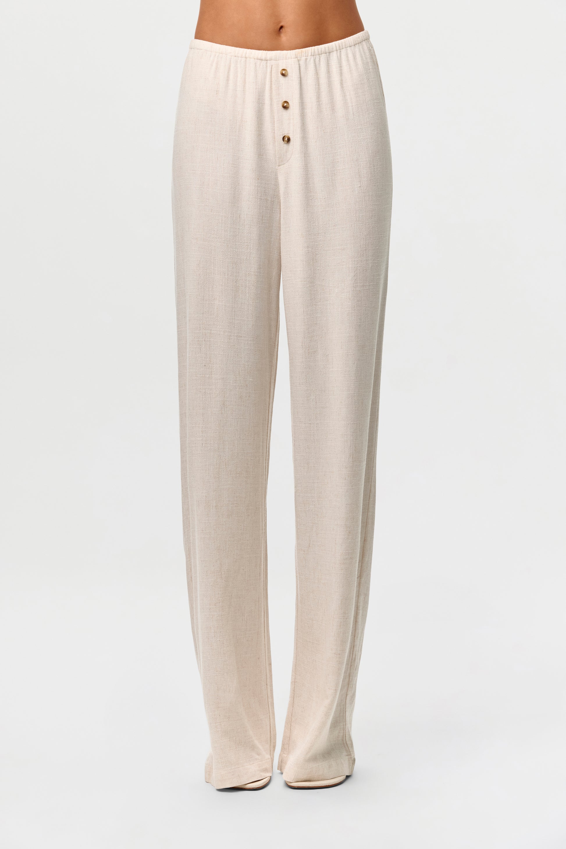 Linen Straight-Leg Pants Petite