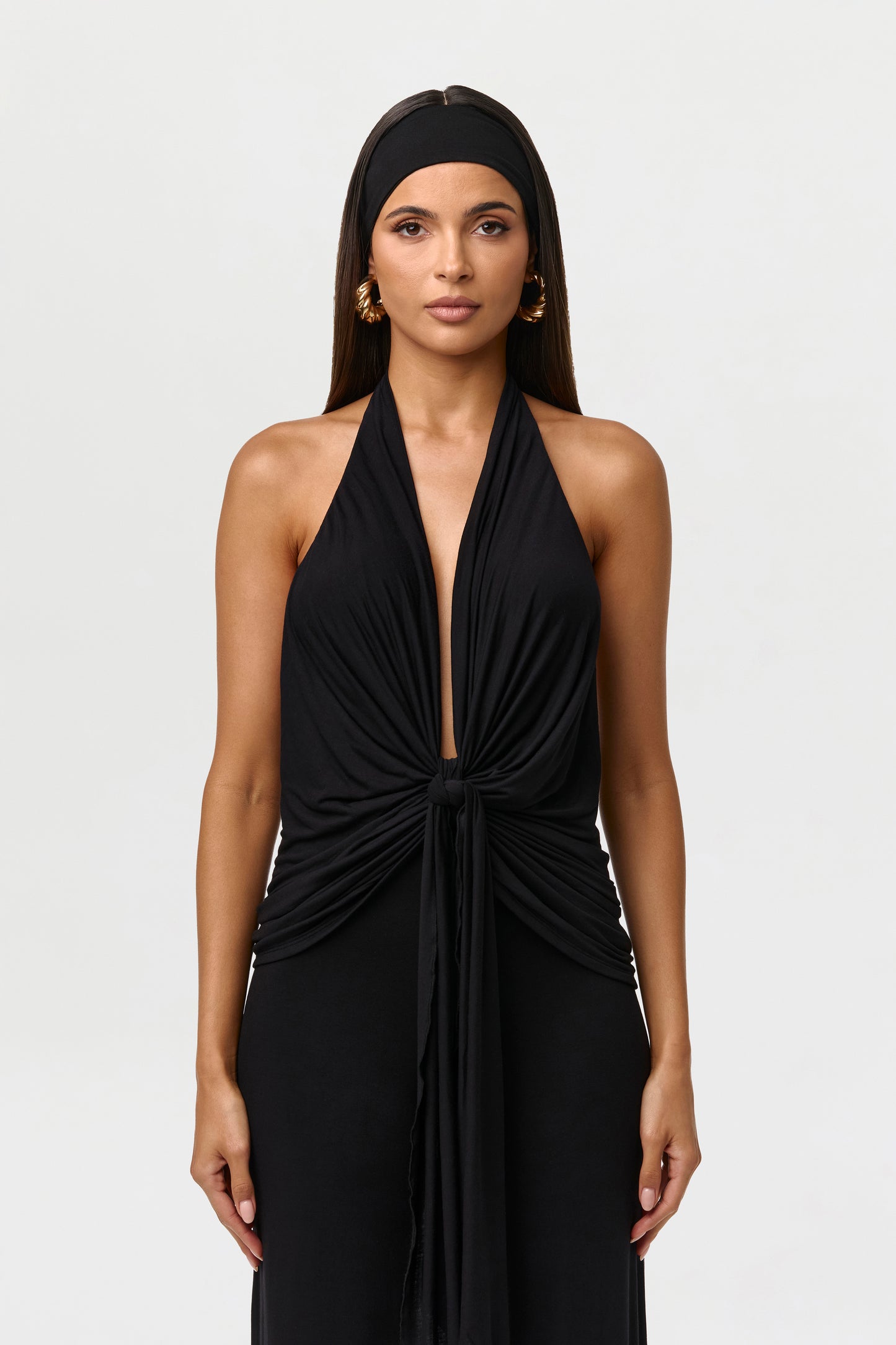Modal Plunge Tie Halter Top