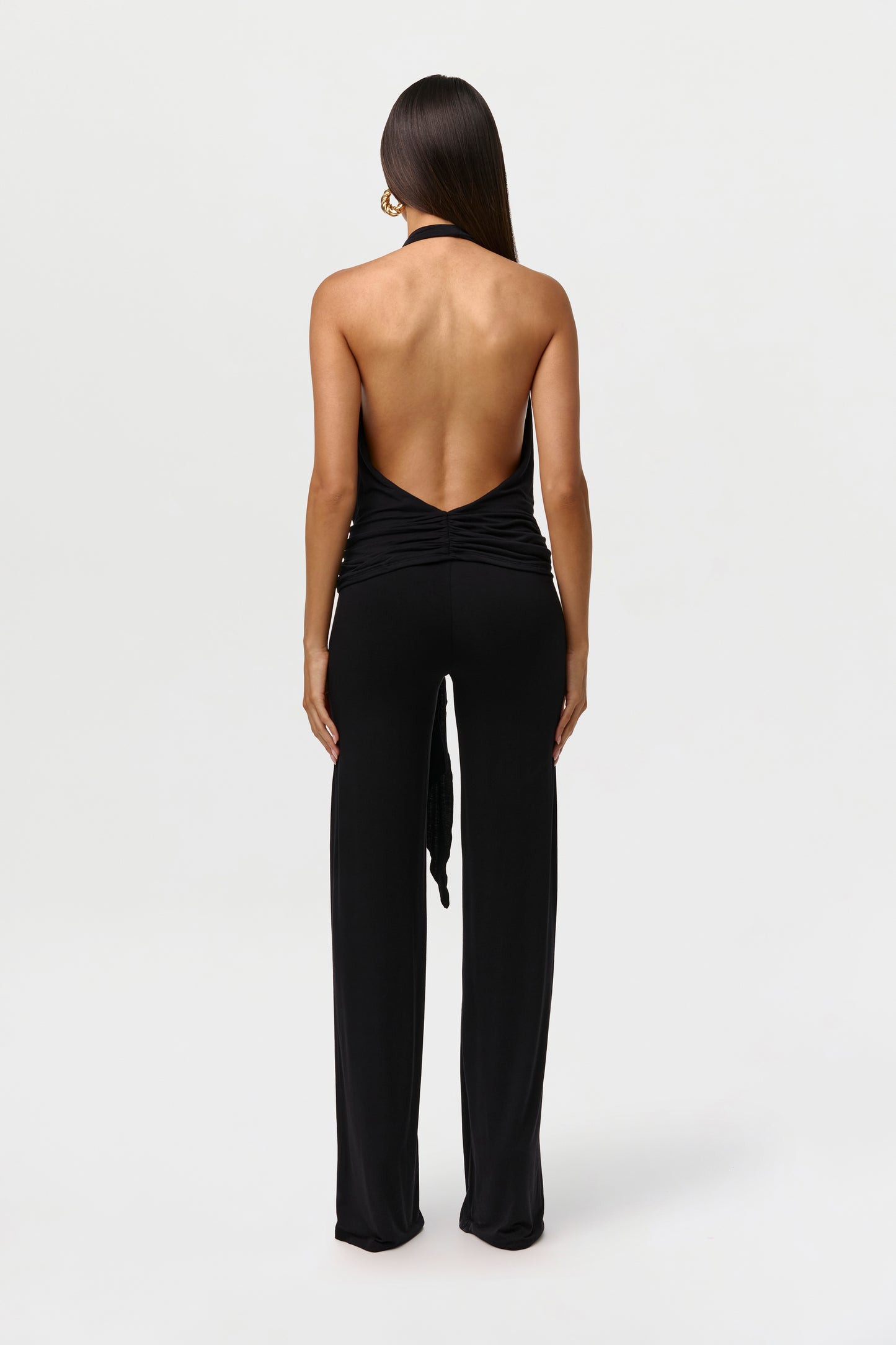 Modal Plunge Tie Halter Top