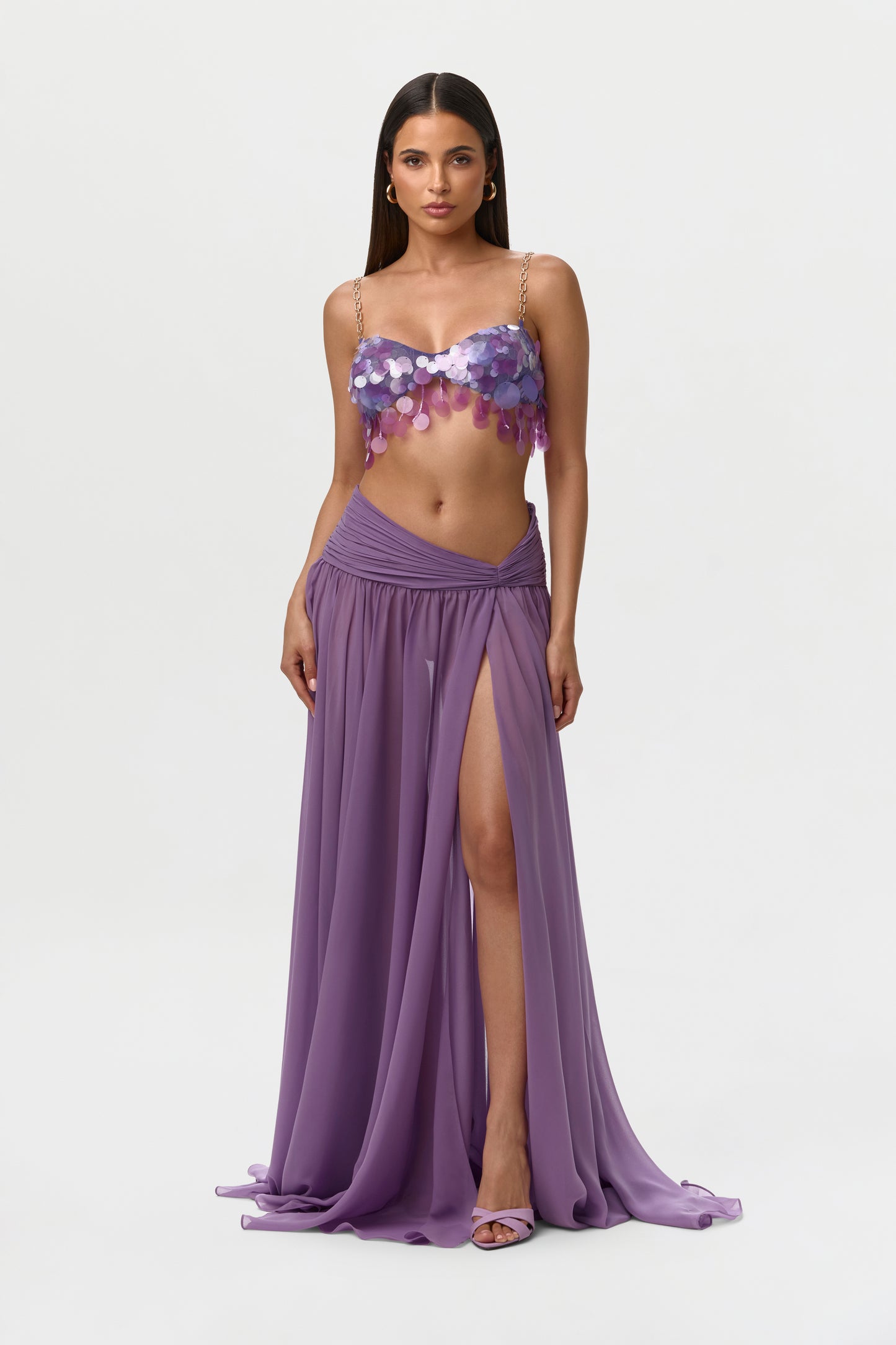 Chiffon Asymmetric Maxi Skirt