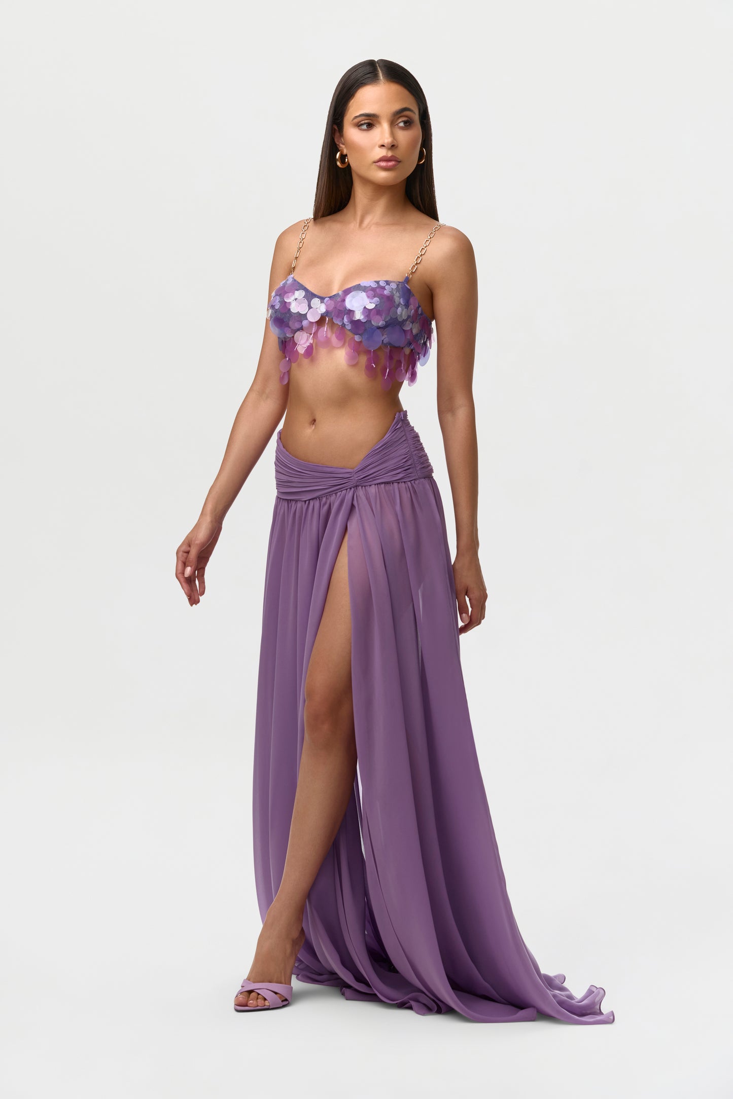Chiffon Asymmetric Maxi Skirt