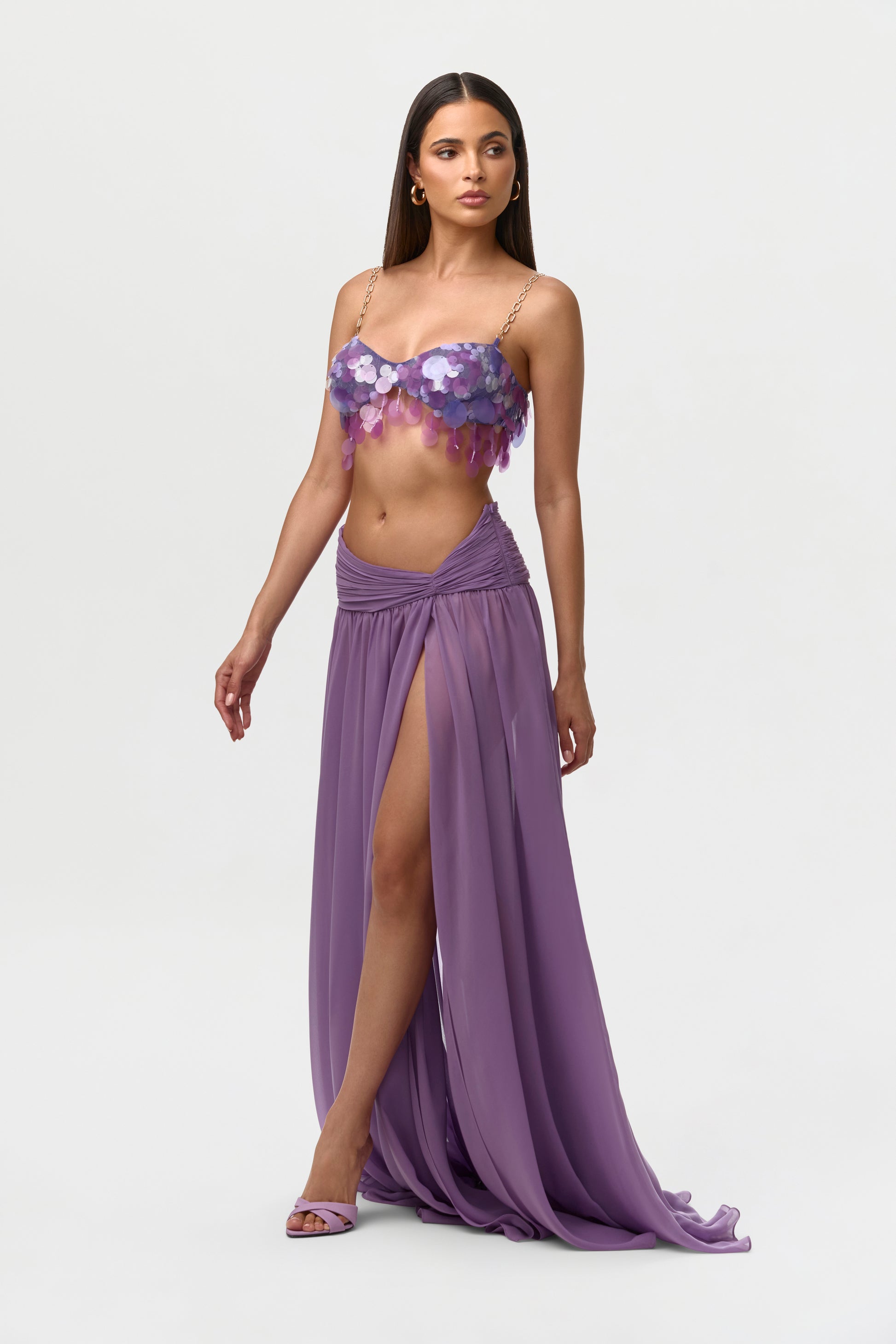 Chiffon Asymmetric Maxi Skirt