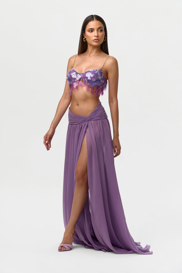 Chiffon Asymmetric Maxi Skirt