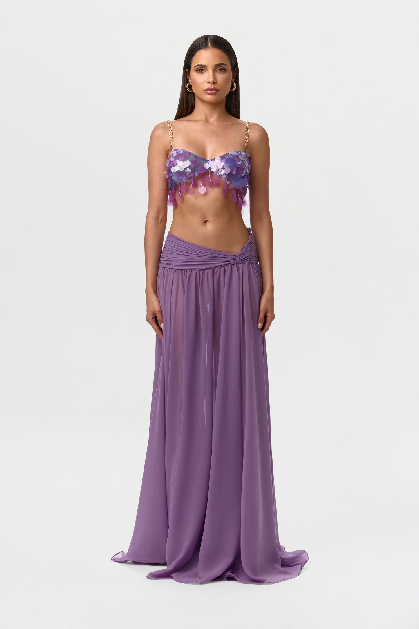 Chiffon Asymmetric Maxi Skirt
