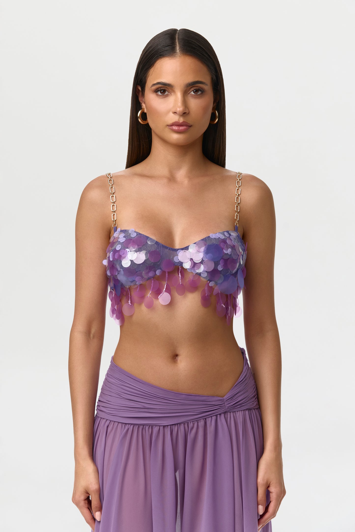 Sequin Chain Link Crop Top