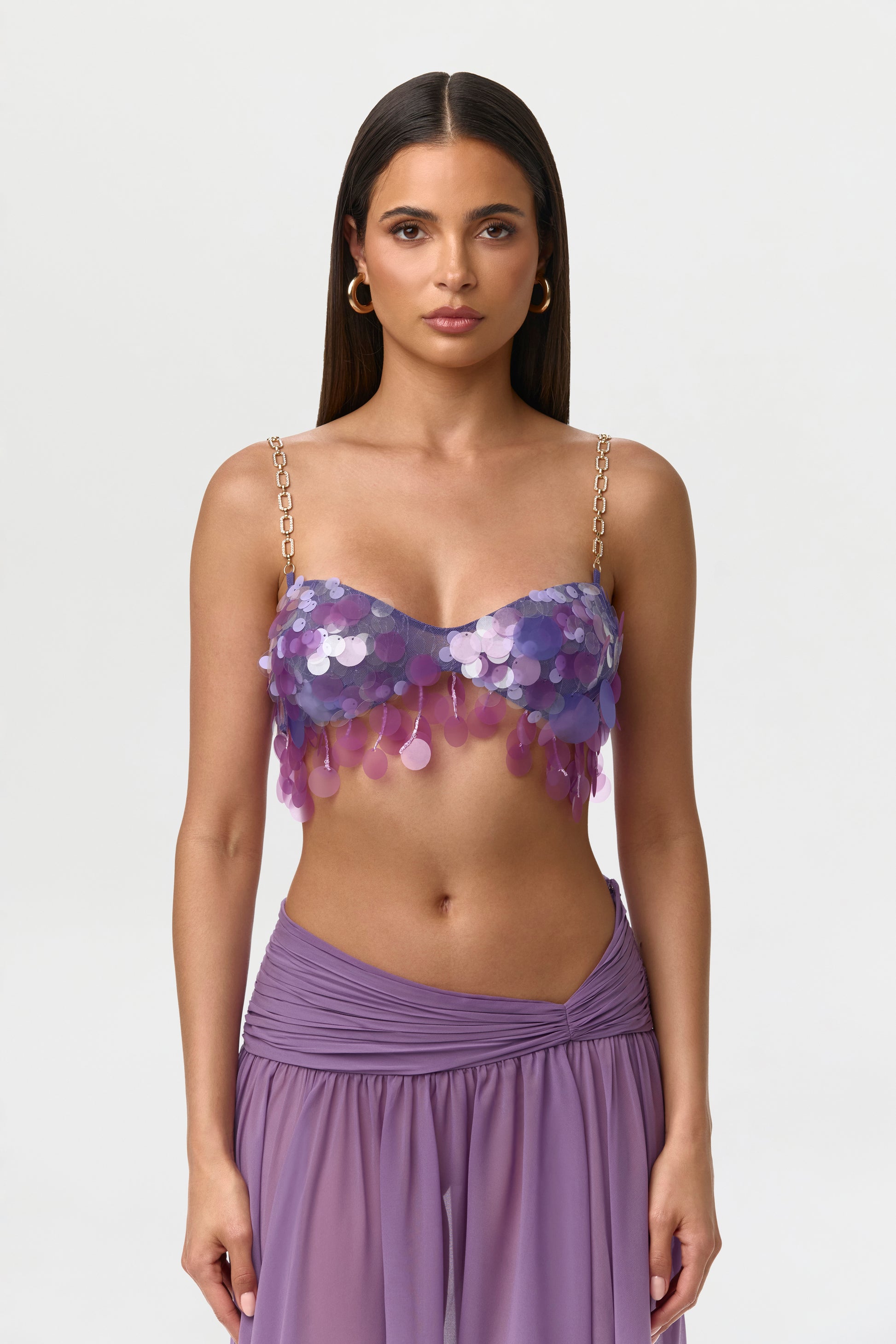 Sequin Chain Link Crop Top