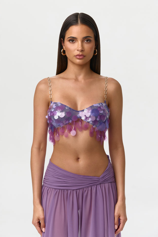 Sequin Chain Link Crop Top