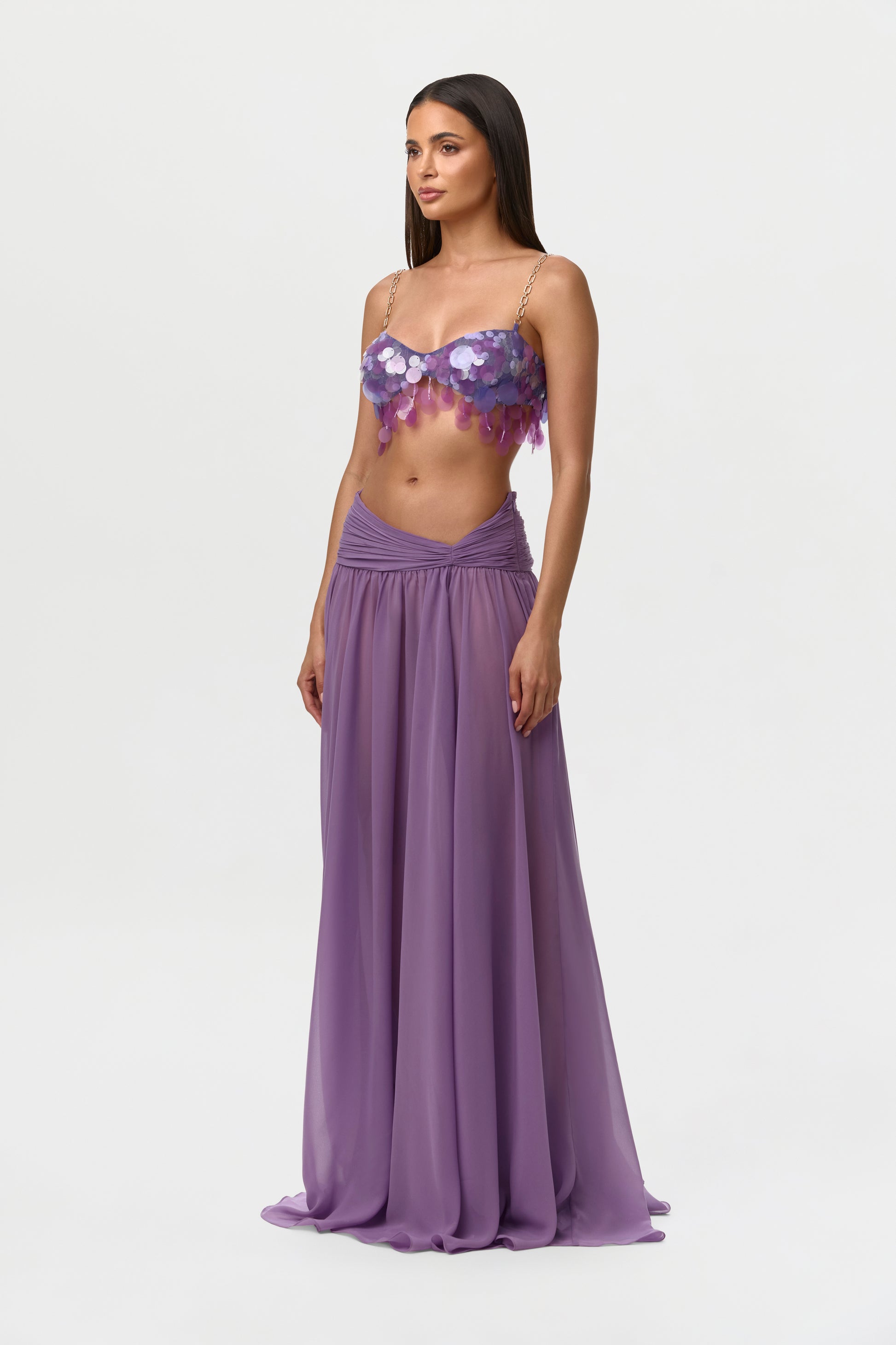 Chiffon Asymmetric Maxi Skirt
