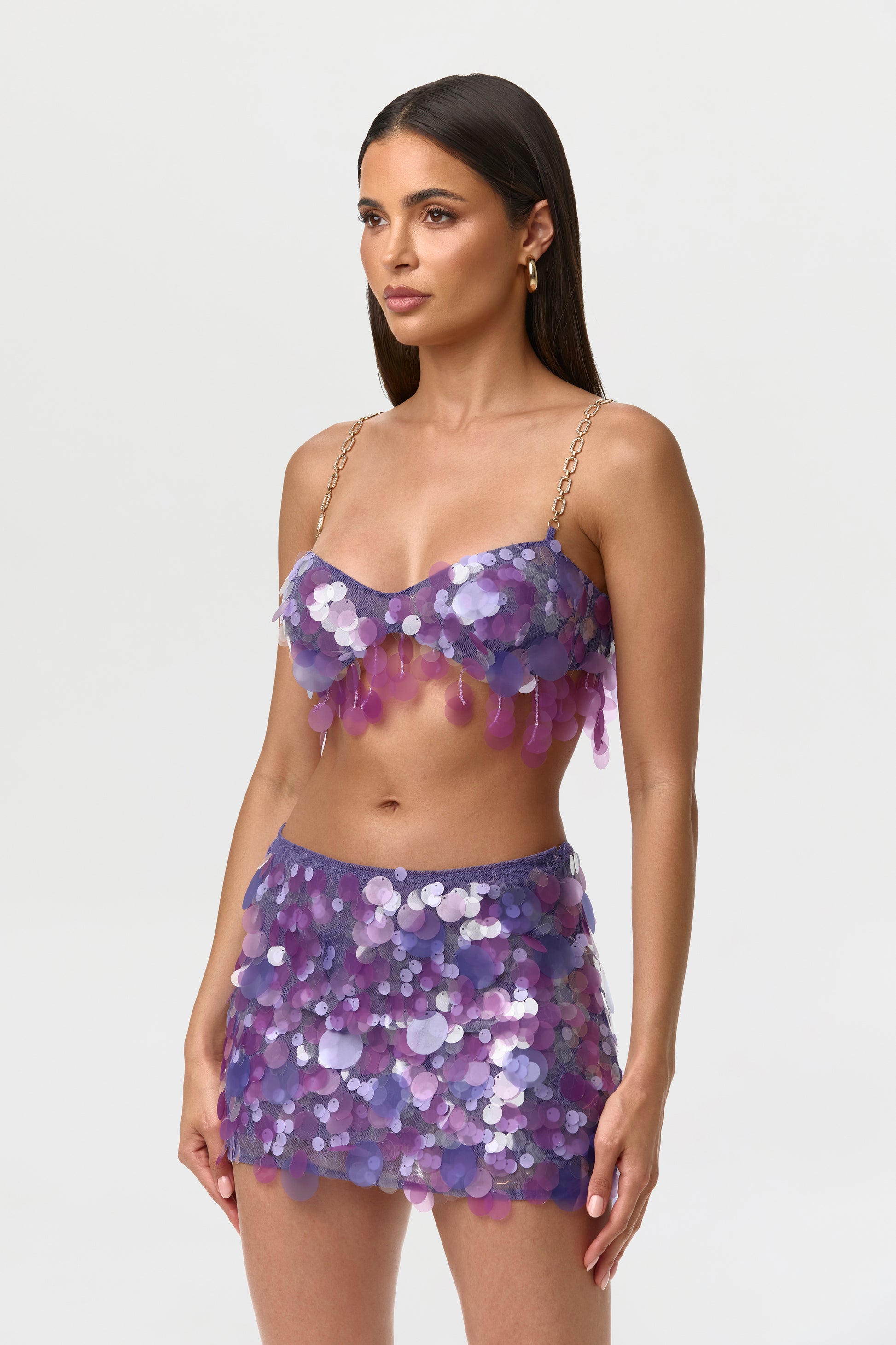 Sequin Chain Link Crop Top