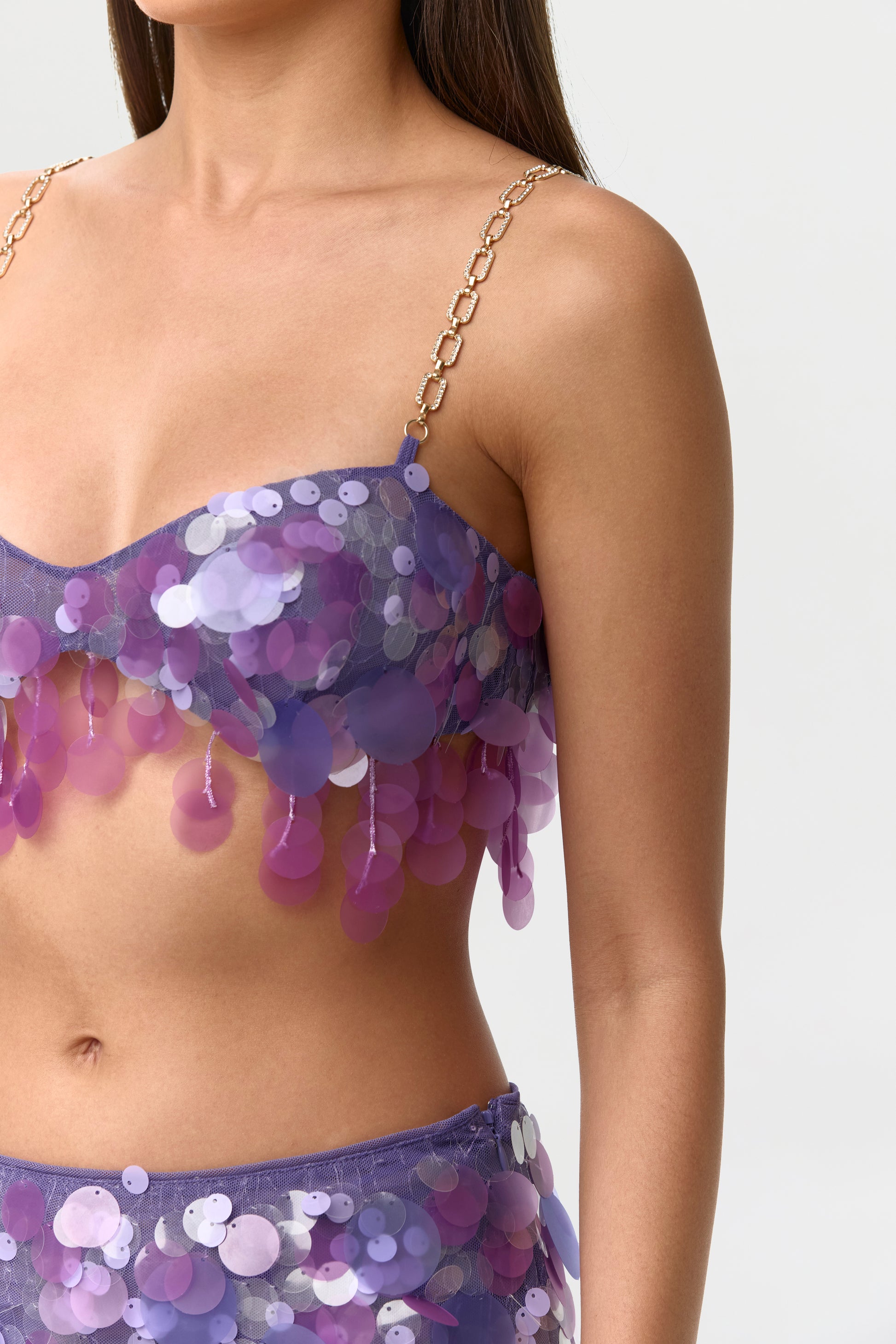 Sequin Chain Link Crop Top