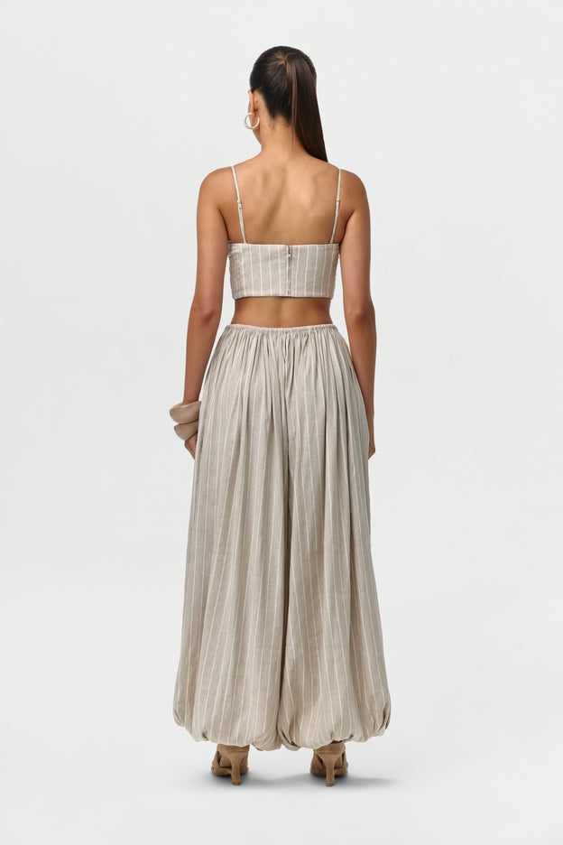 Linen Pinstripe Balloon Pants