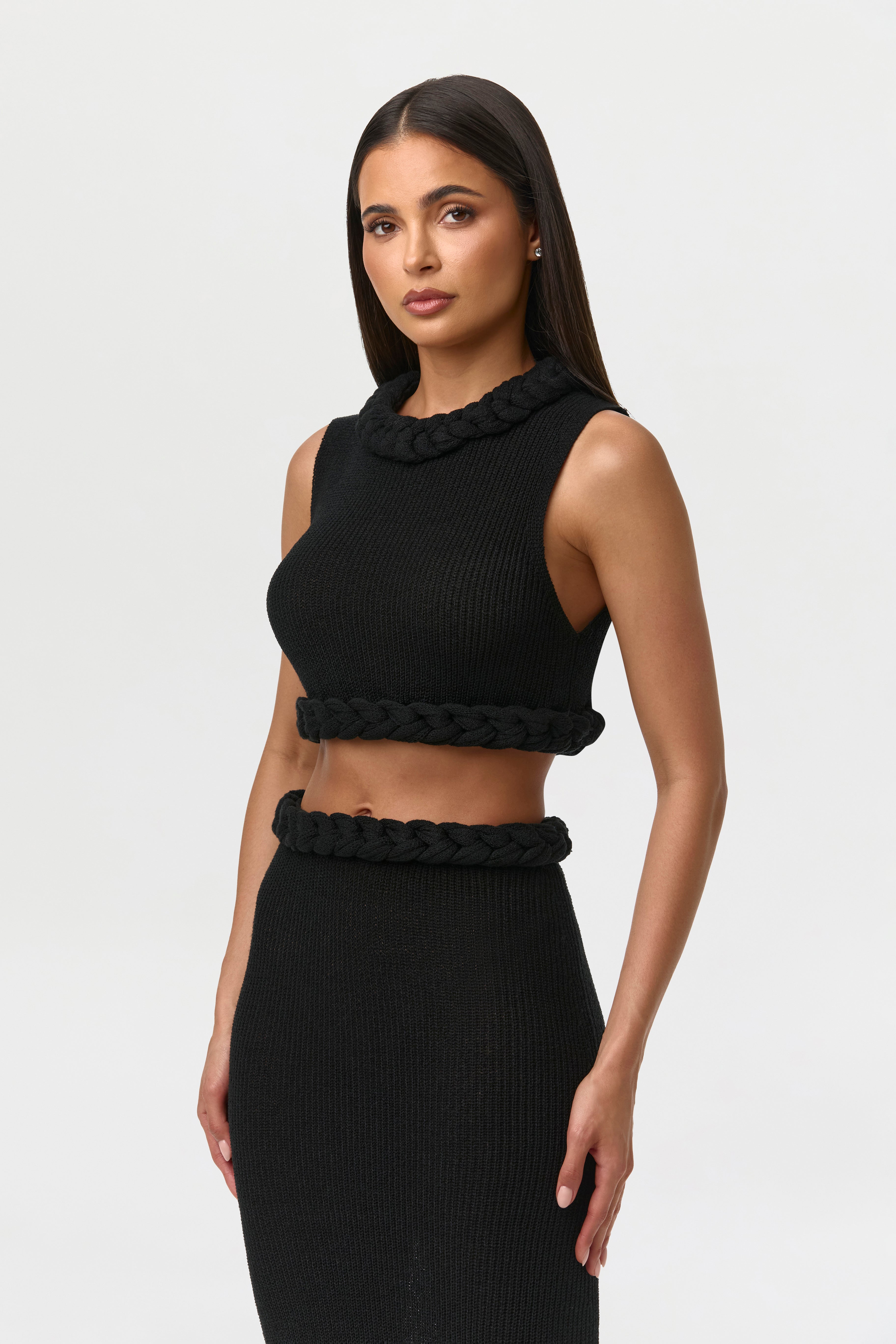 Knit Sleeveless Braid Top