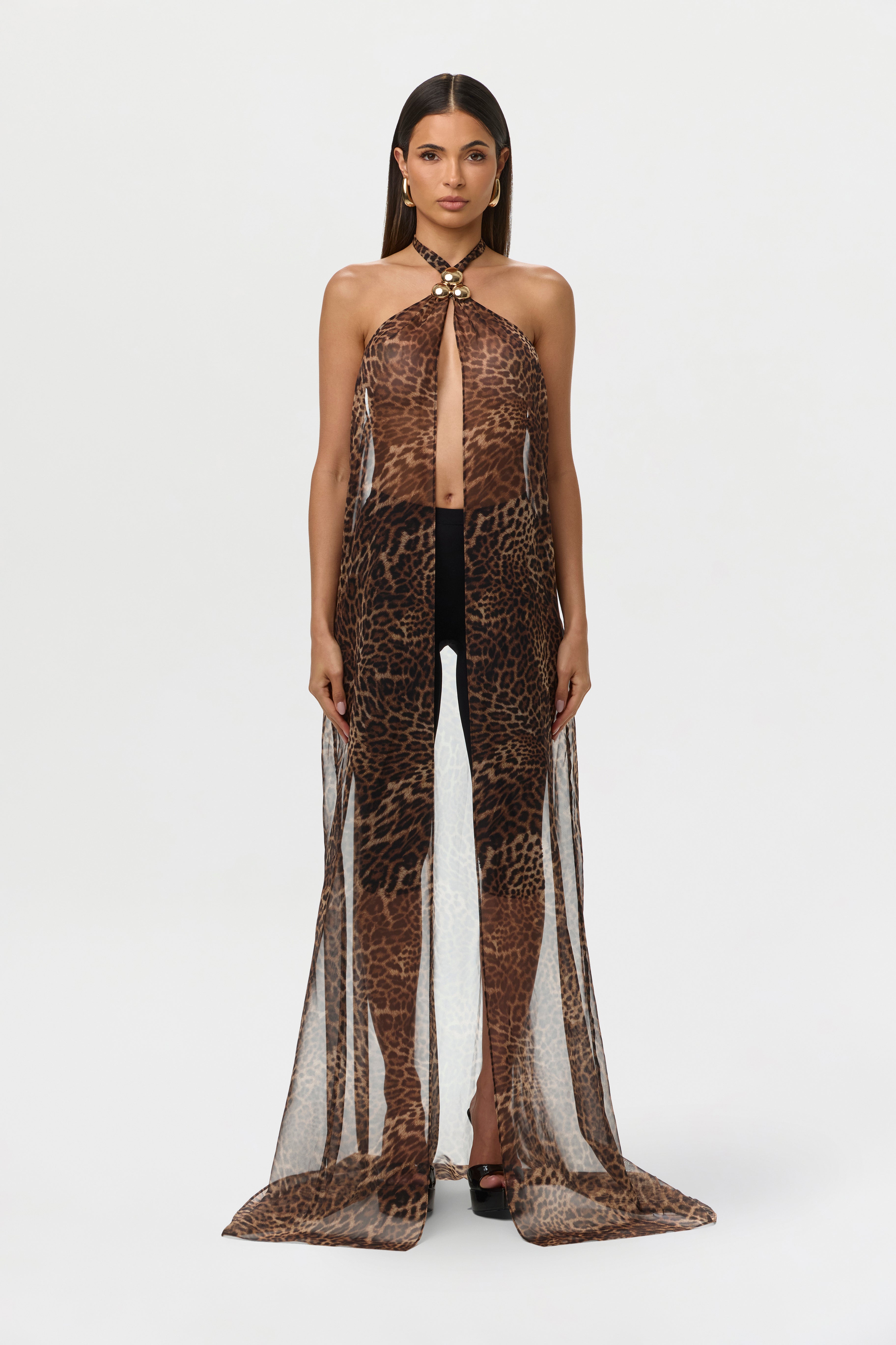 Chiffon Print Maxi Halter Top
