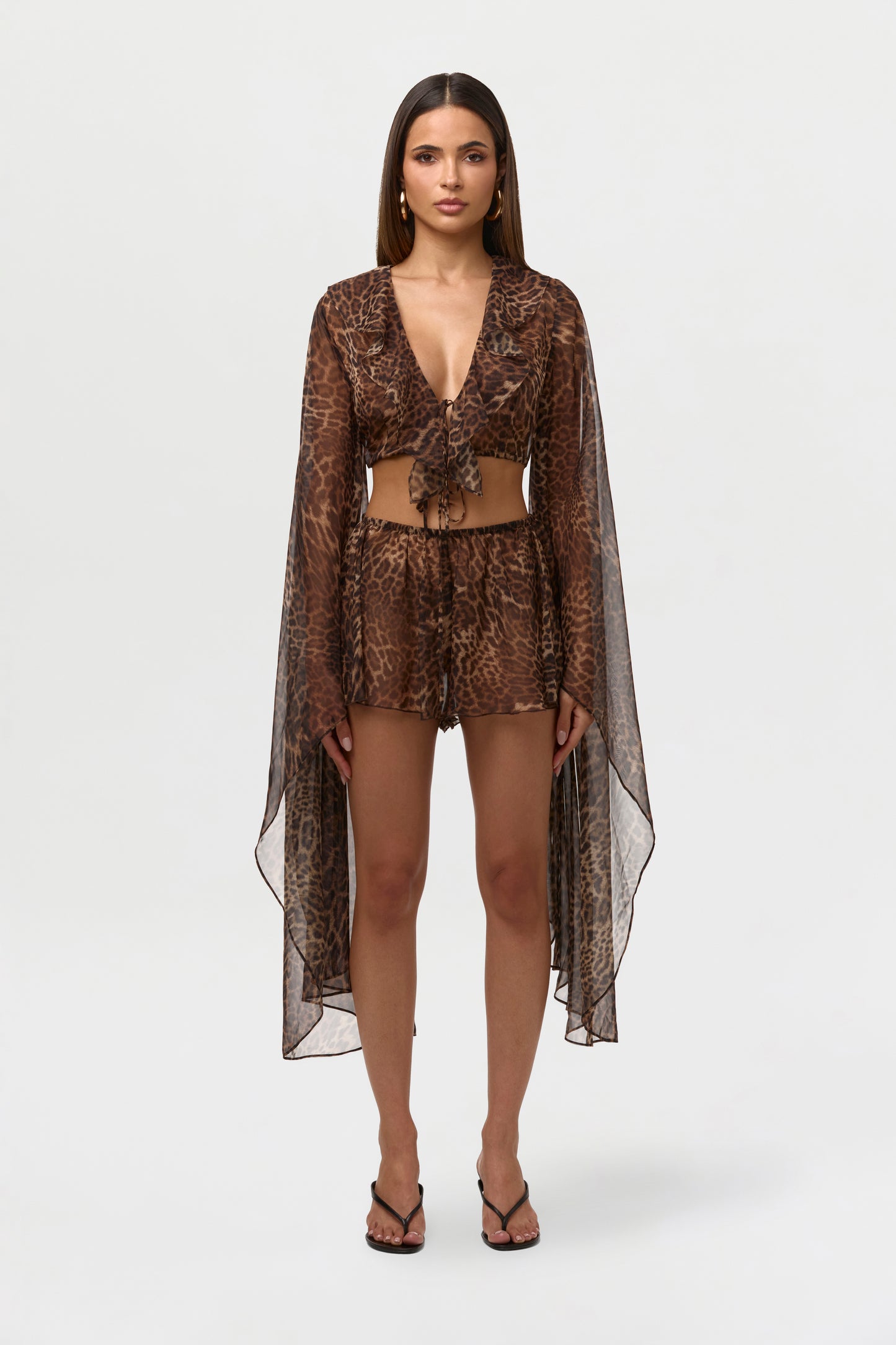 Spotted Leopard Chiffon Print Shorts