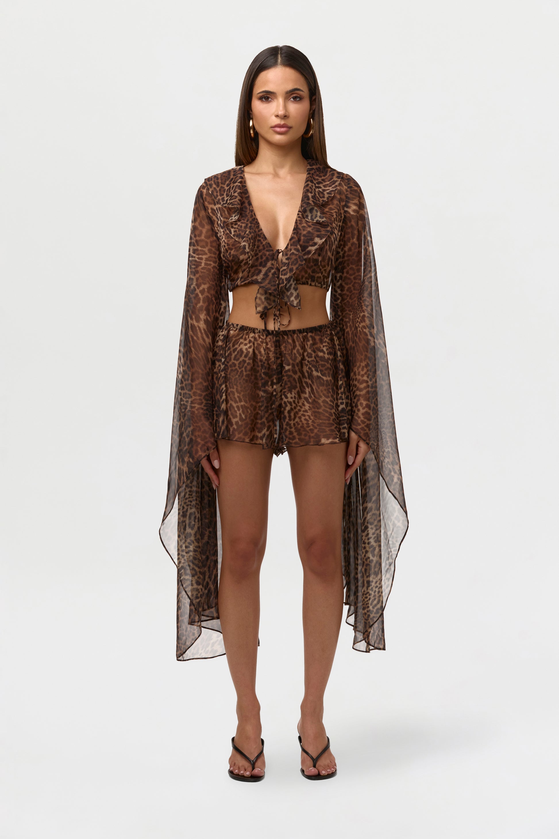 Spotted Leopard Chiffon Print Shorts