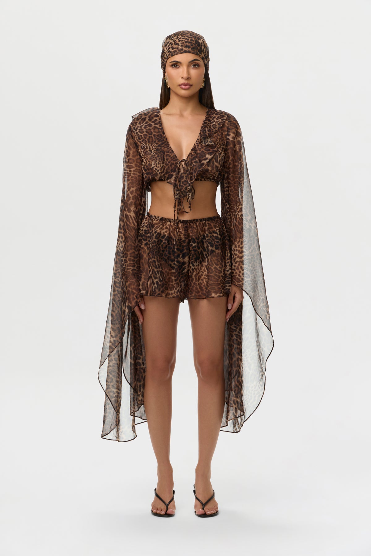 Spotted Leopard Chiffon Print Shorts