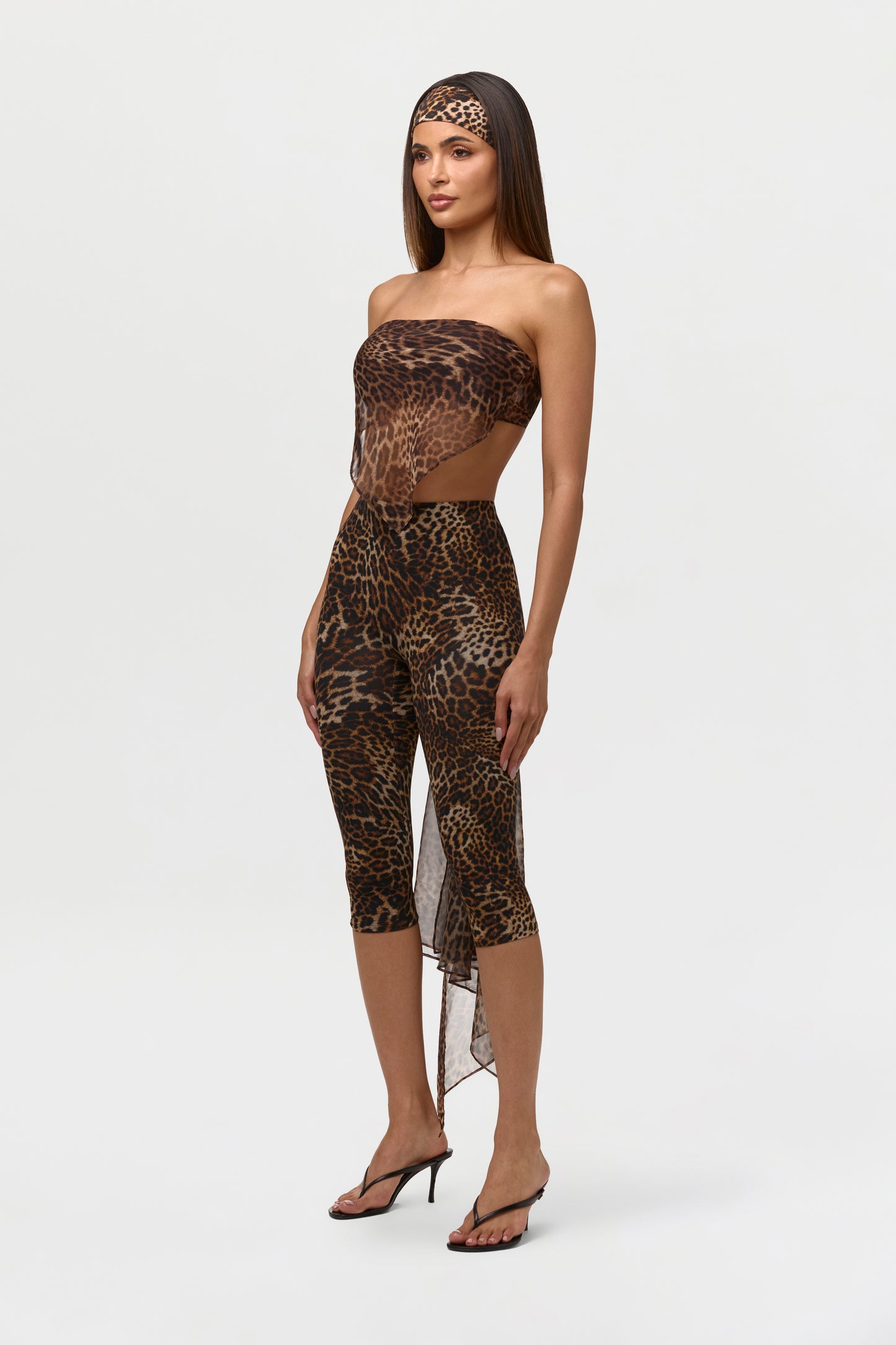 Spotted Leopard Chiffon Print Handkerchief Top