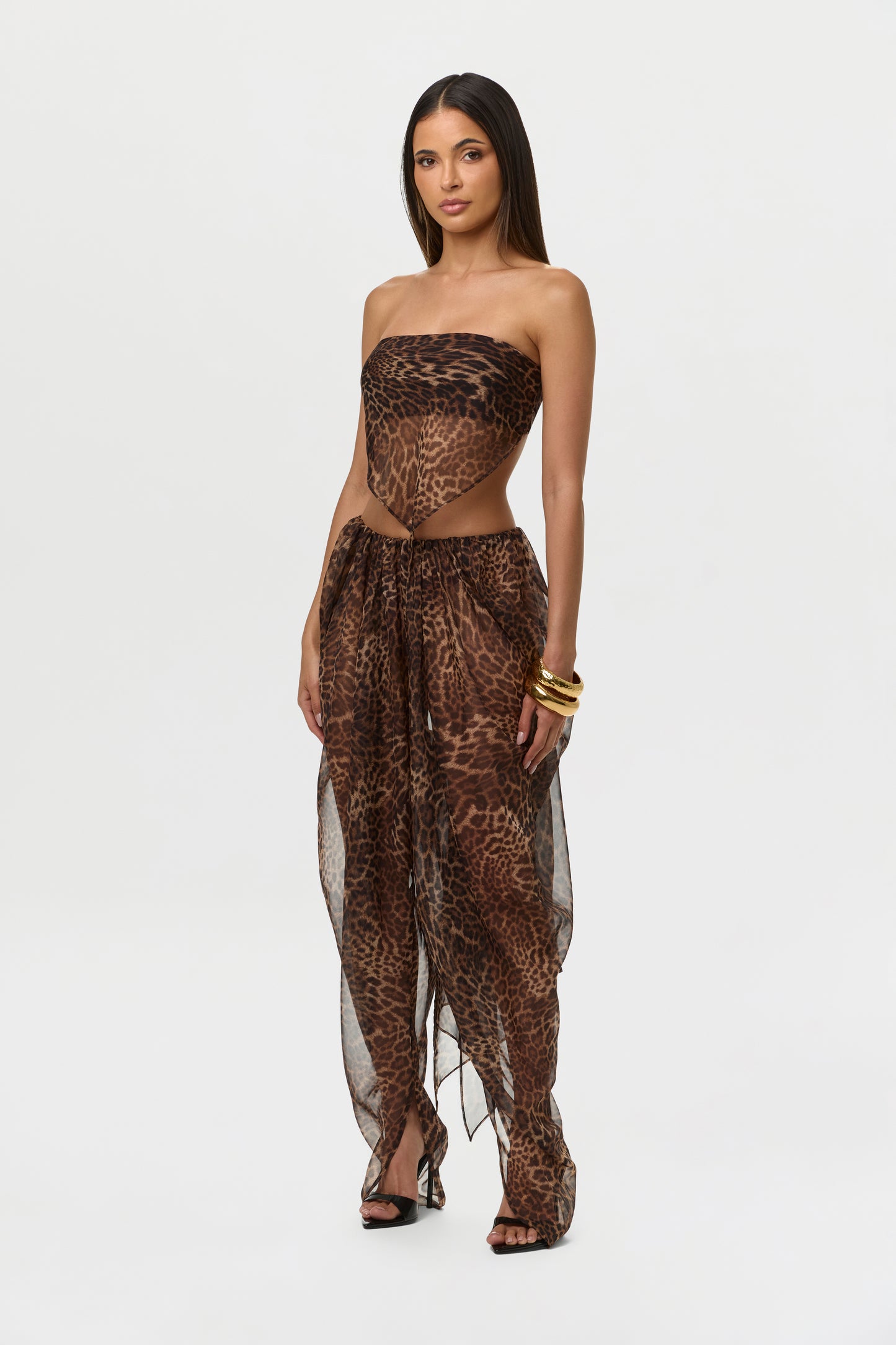 Spotted Leopard Chiffon Print Handkerchief Top