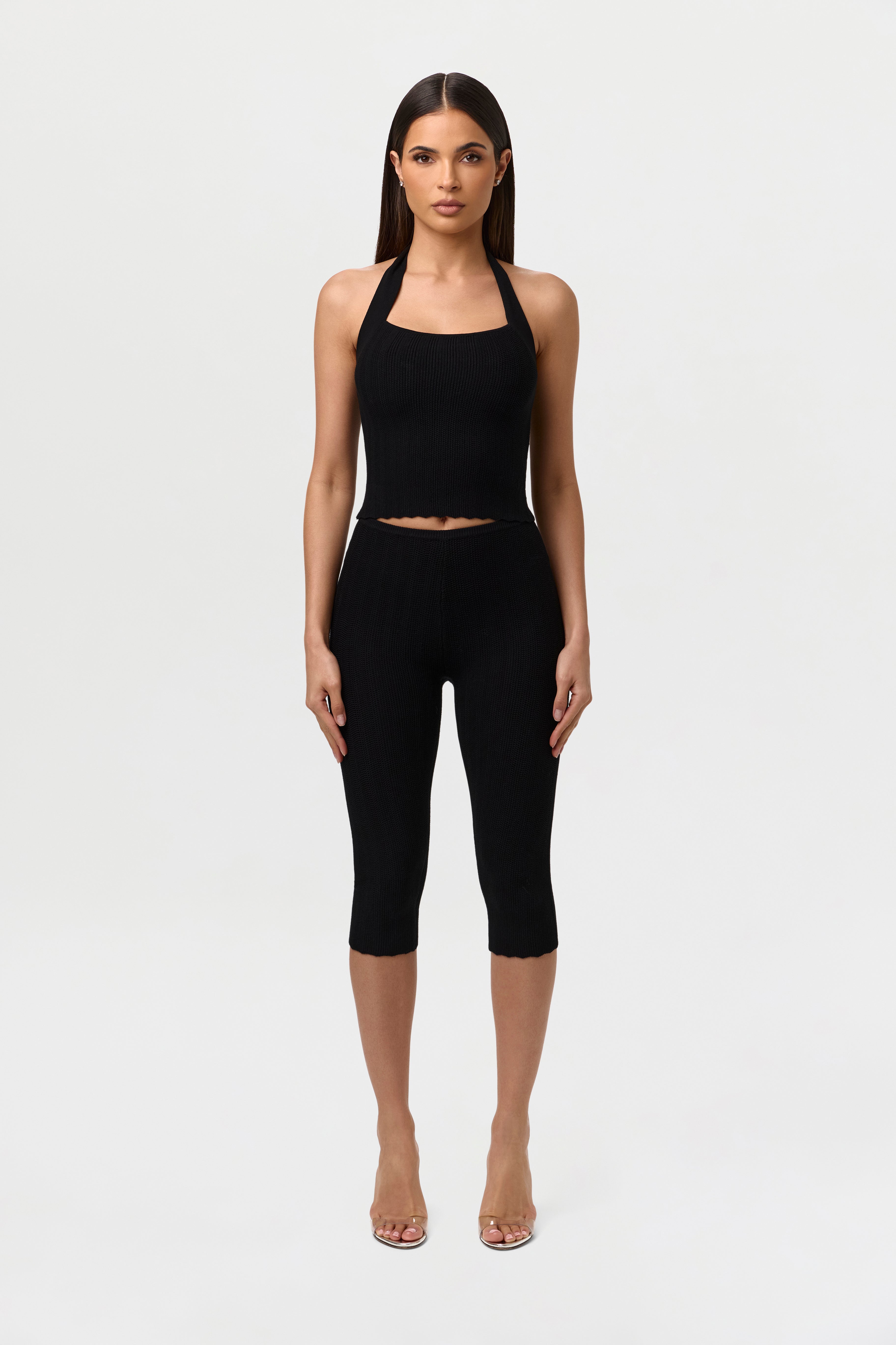 Knit Scallop Capri Leggings